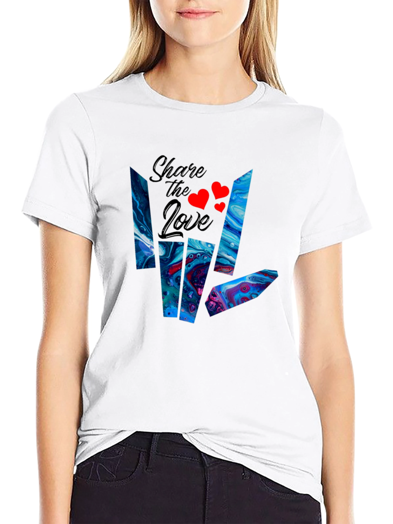 Share the Love Graphic Tee - Casual Black T-Shirt