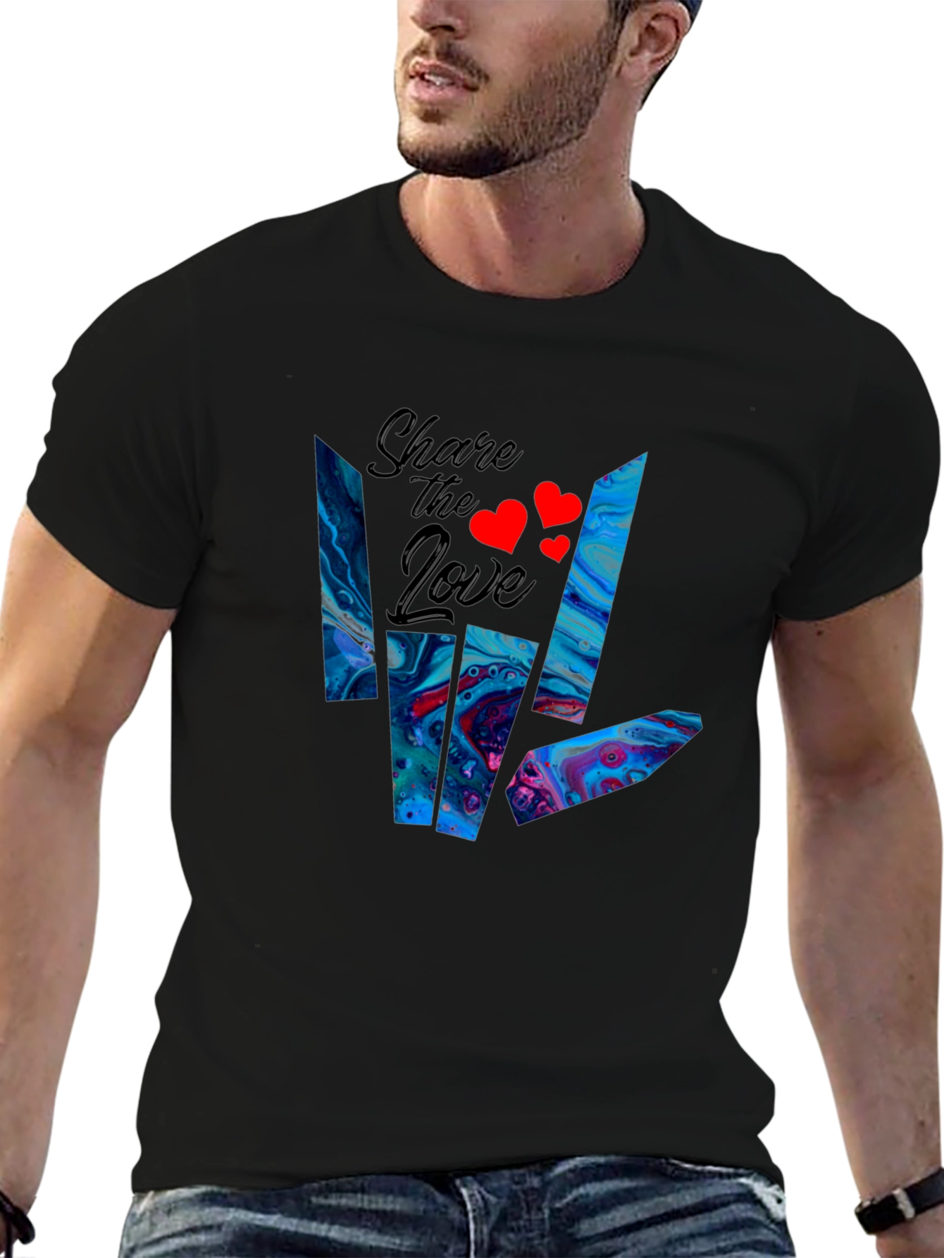 Share the Love Graphic Tee - Casual Black T-Shirt