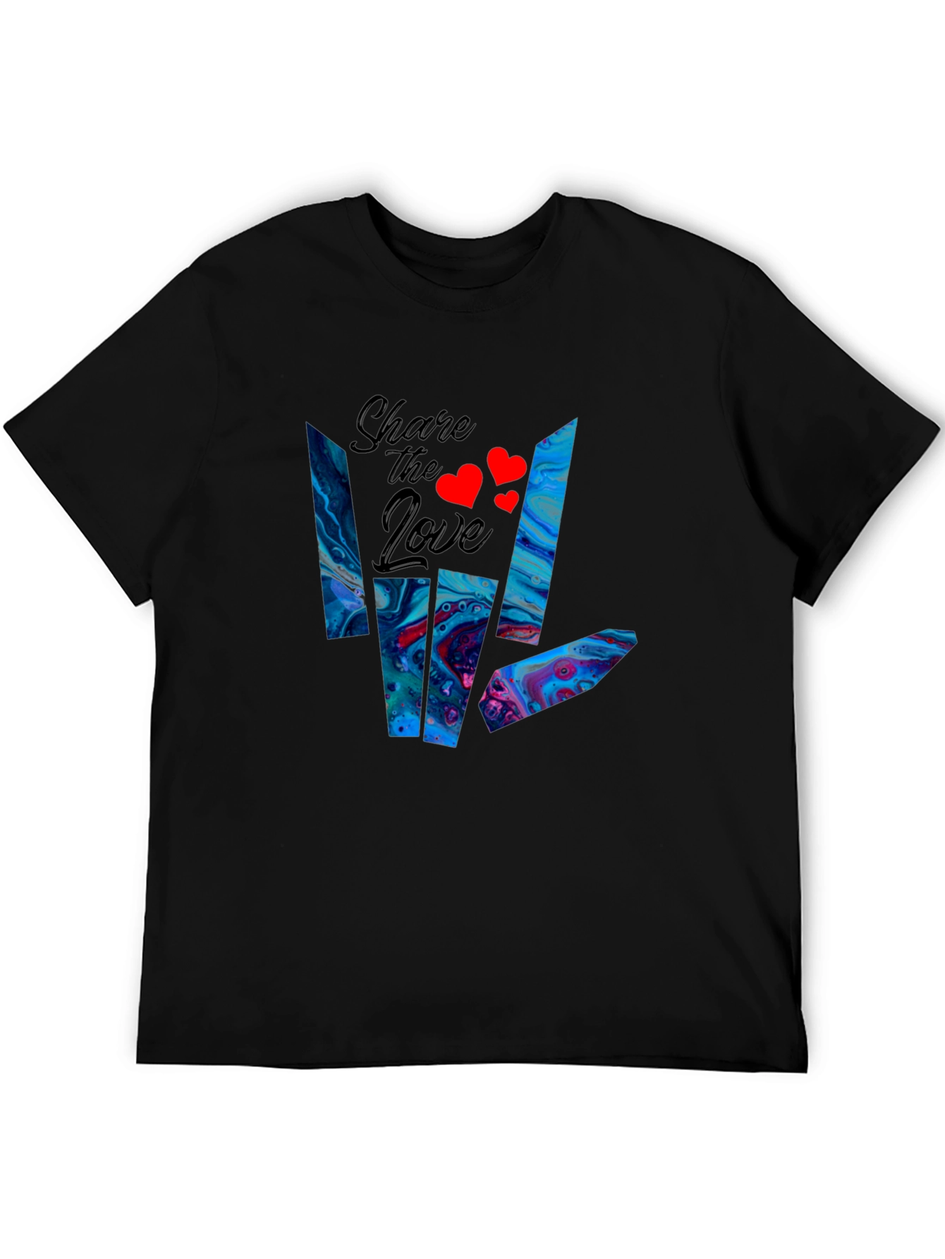 Share the Love Graphic Tee - Casual Black T-Shirt