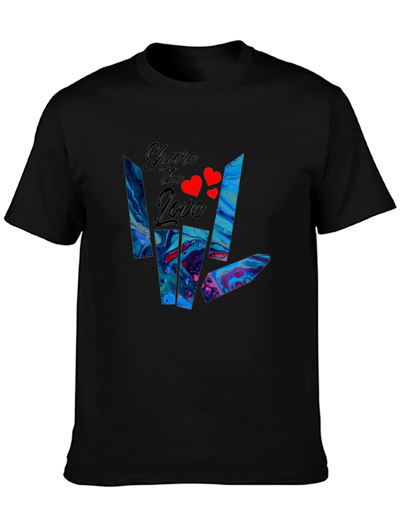 Share the Love Graphic Tee - Casual Black T-Shirt