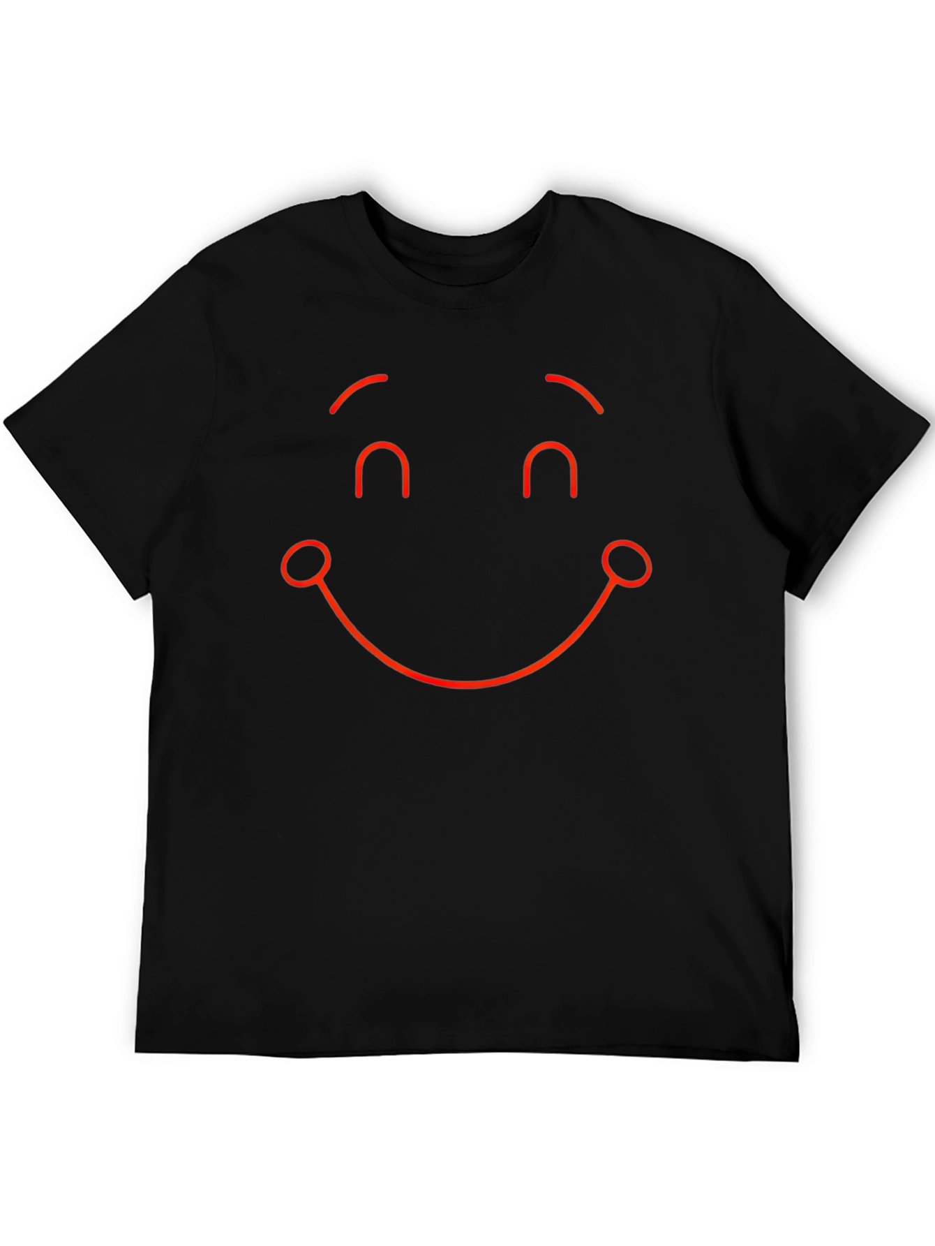 Smiley Face Graphic Tee - Black Casual T-Shirt