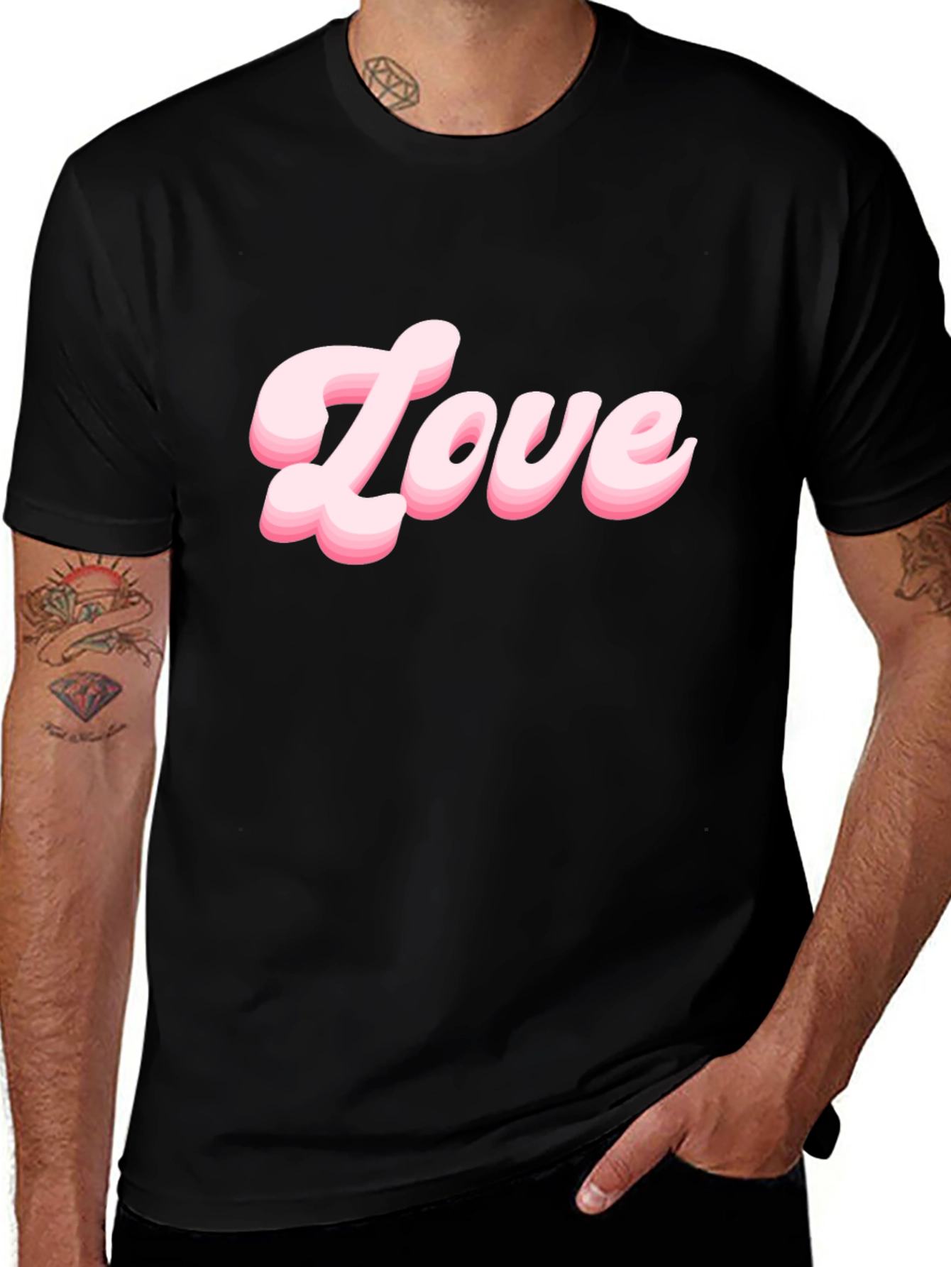 Love T-Shirt - Stylish Black Tee with Pink Text