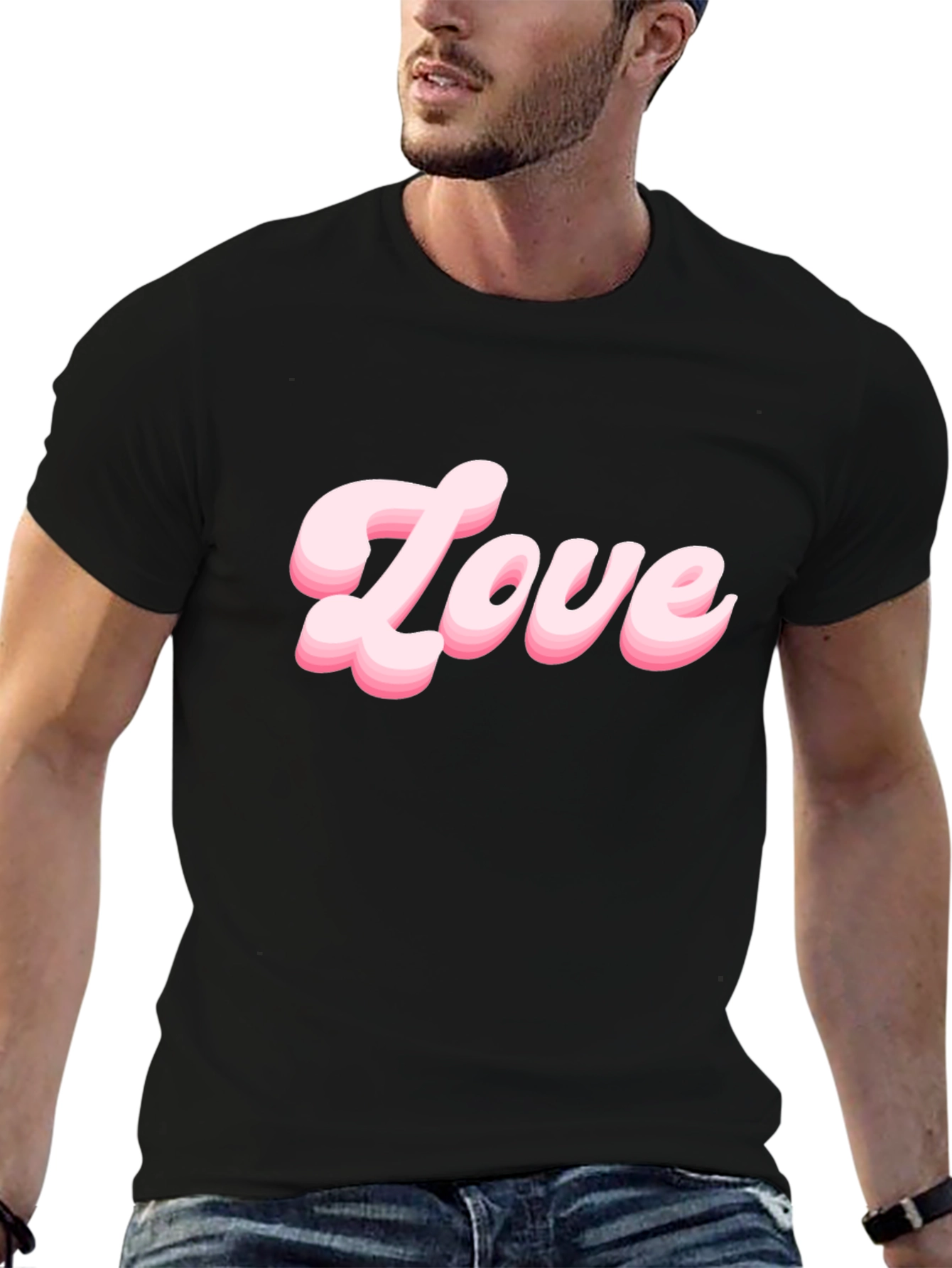 Love T-Shirt - Stylish Black Tee with Pink Text