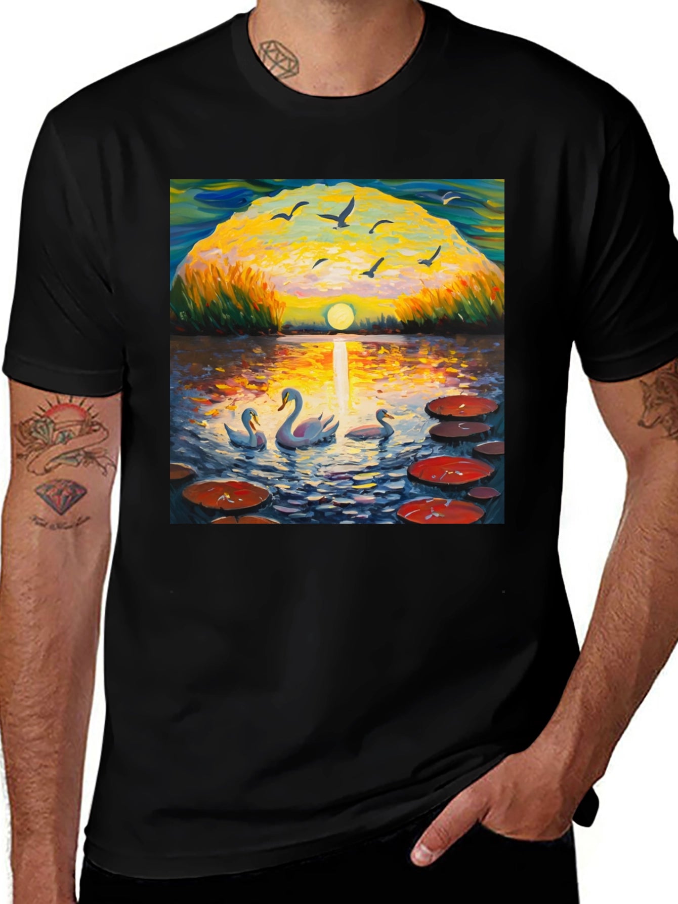 Swan Lake Impressionist Art T-Shirt