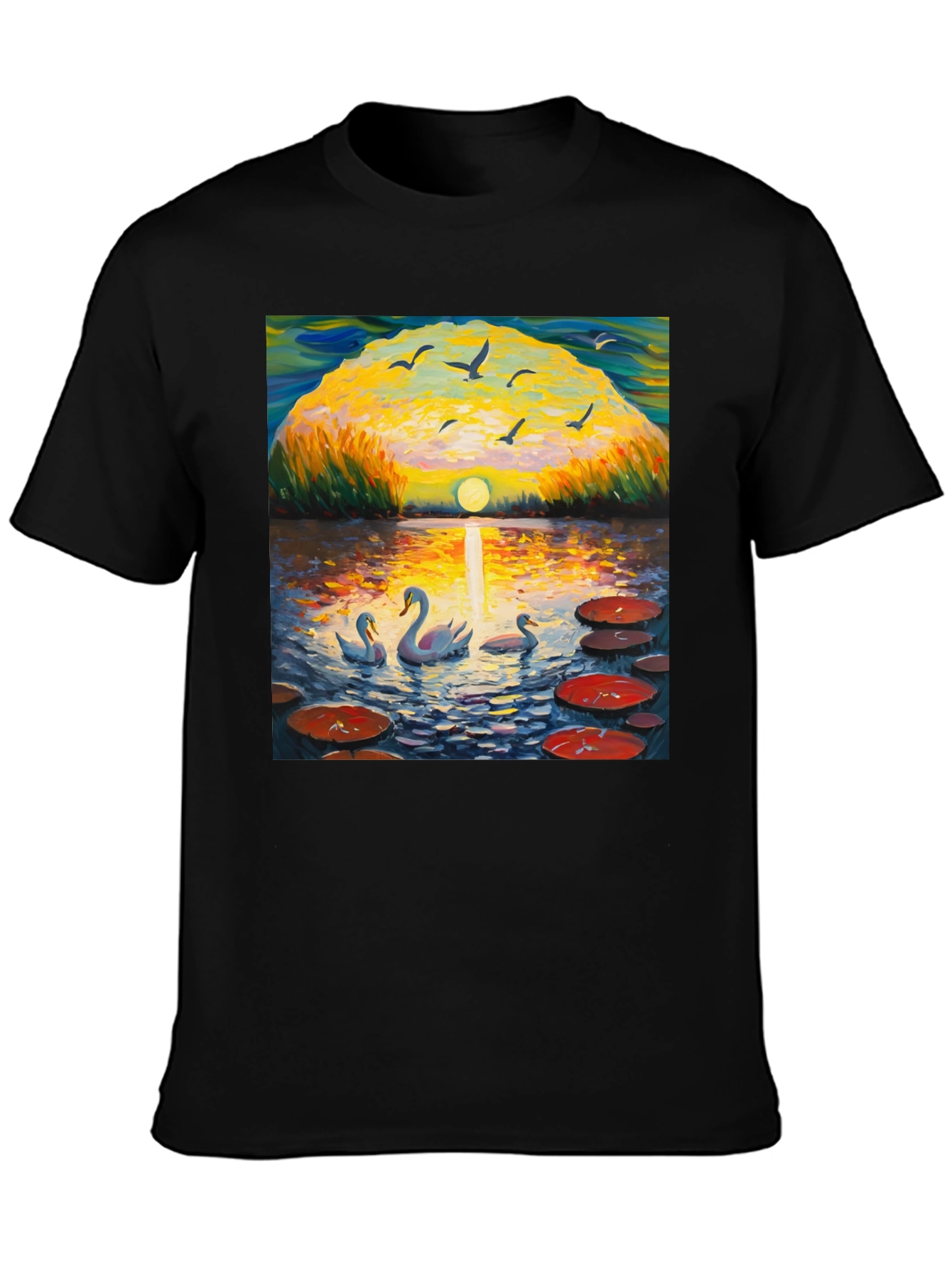 Swan Lake Impressionist Art T-Shirt