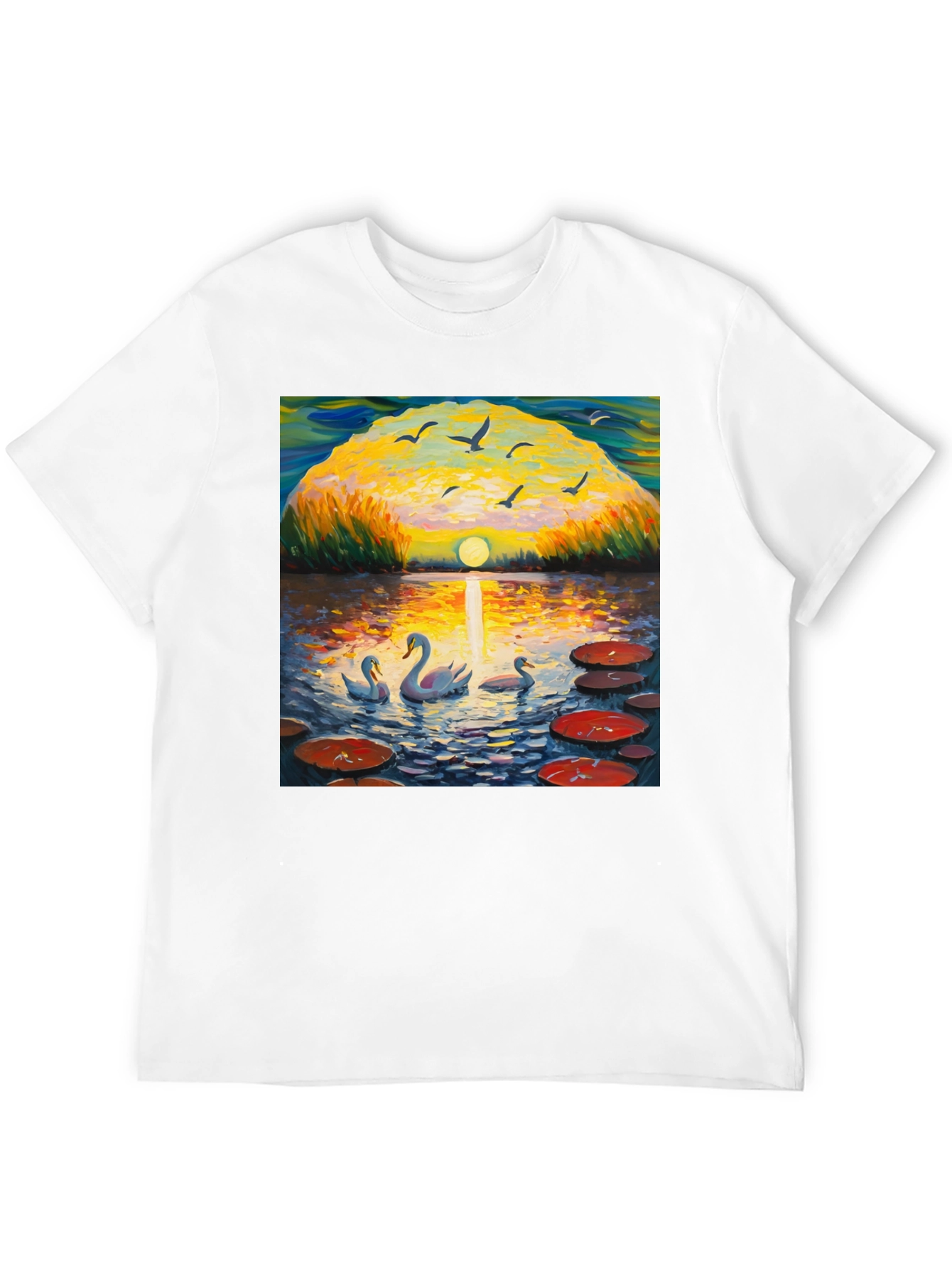 Swan Lake Impressionist Art T-Shirt