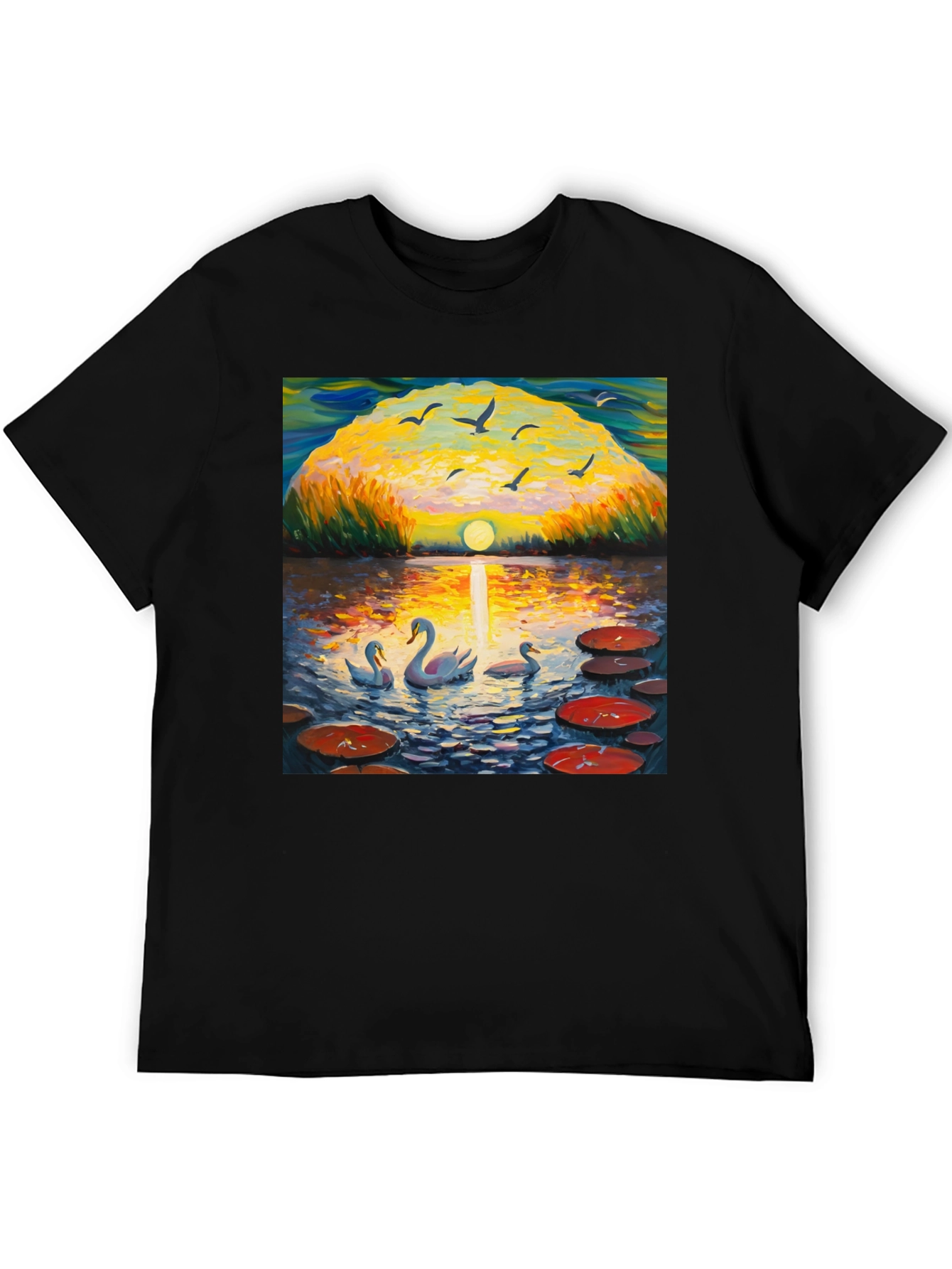 Swan Lake Impressionist Art T-Shirt