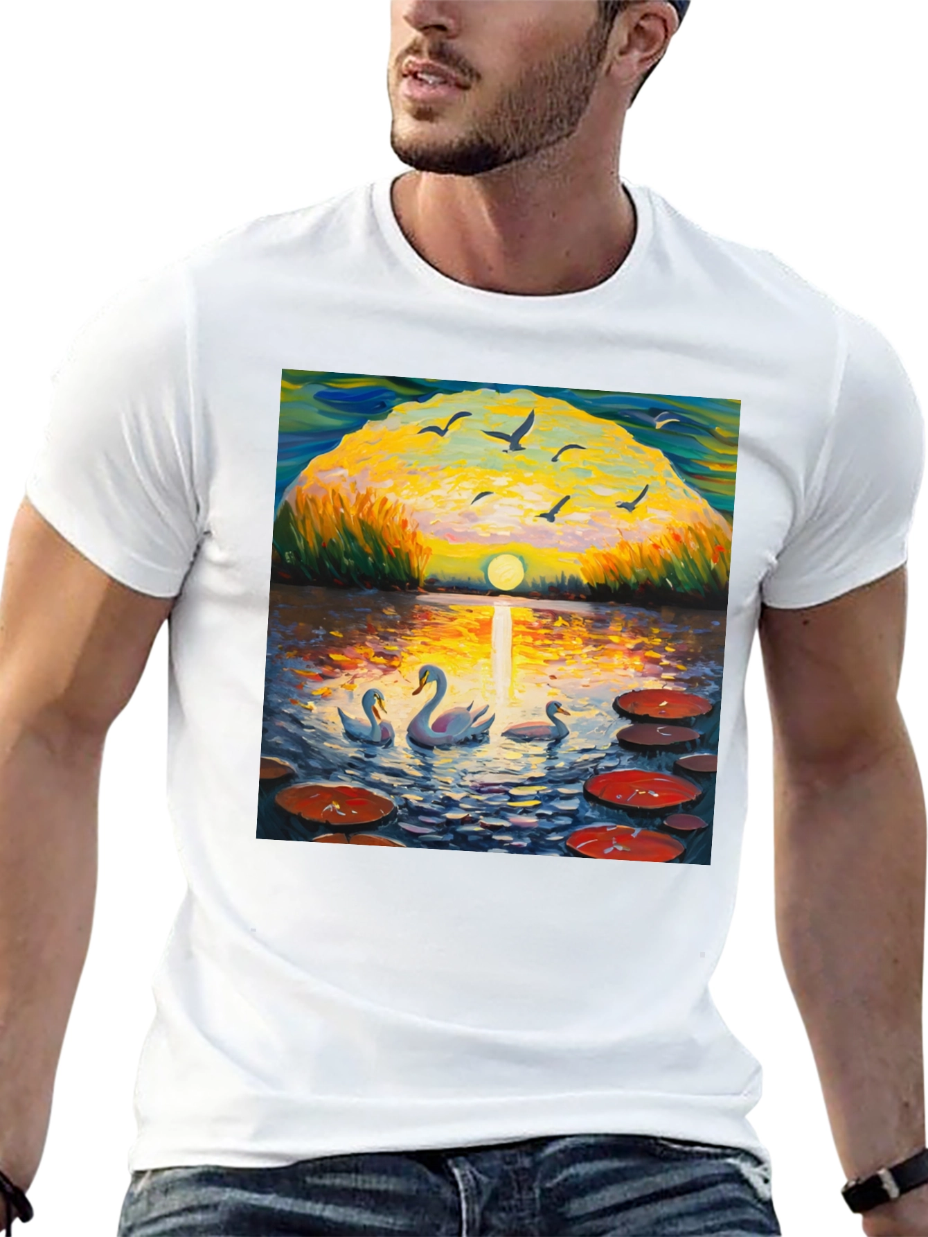 Swan Lake Impressionist Art T-Shirt