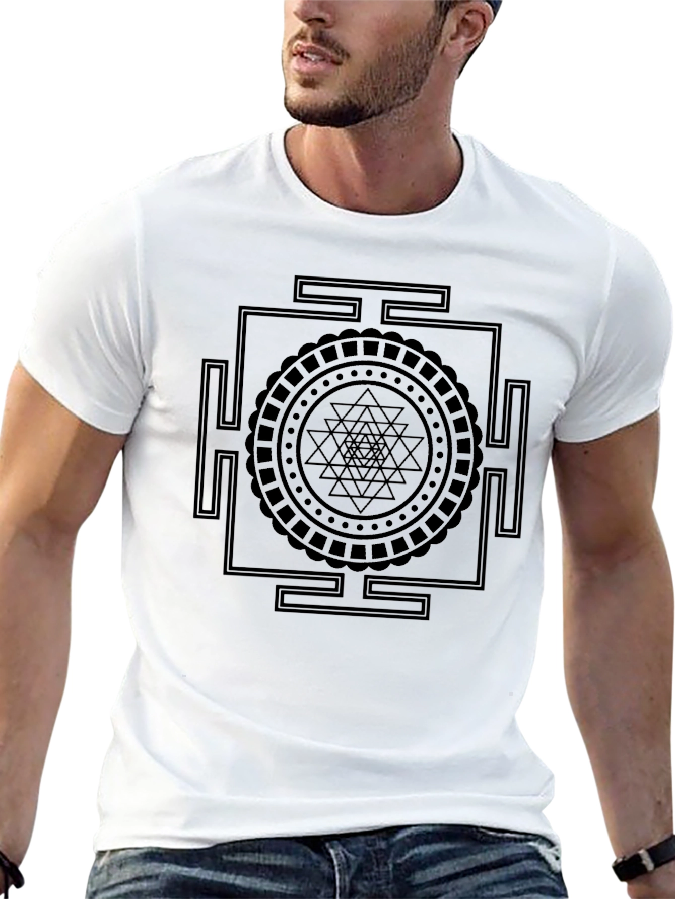 Geometric Design Black T-Shirt