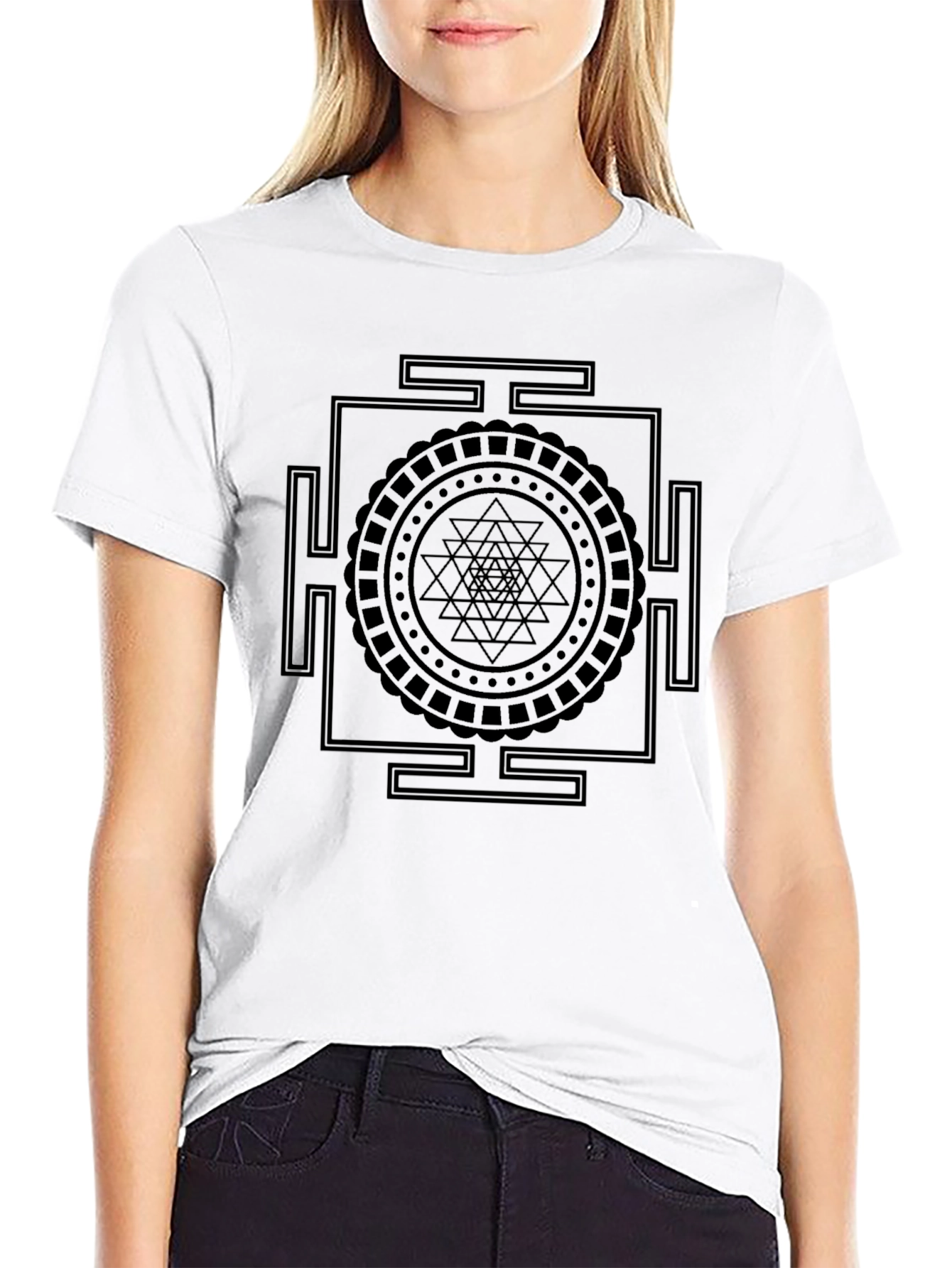 Geometric Design Black T-Shirt