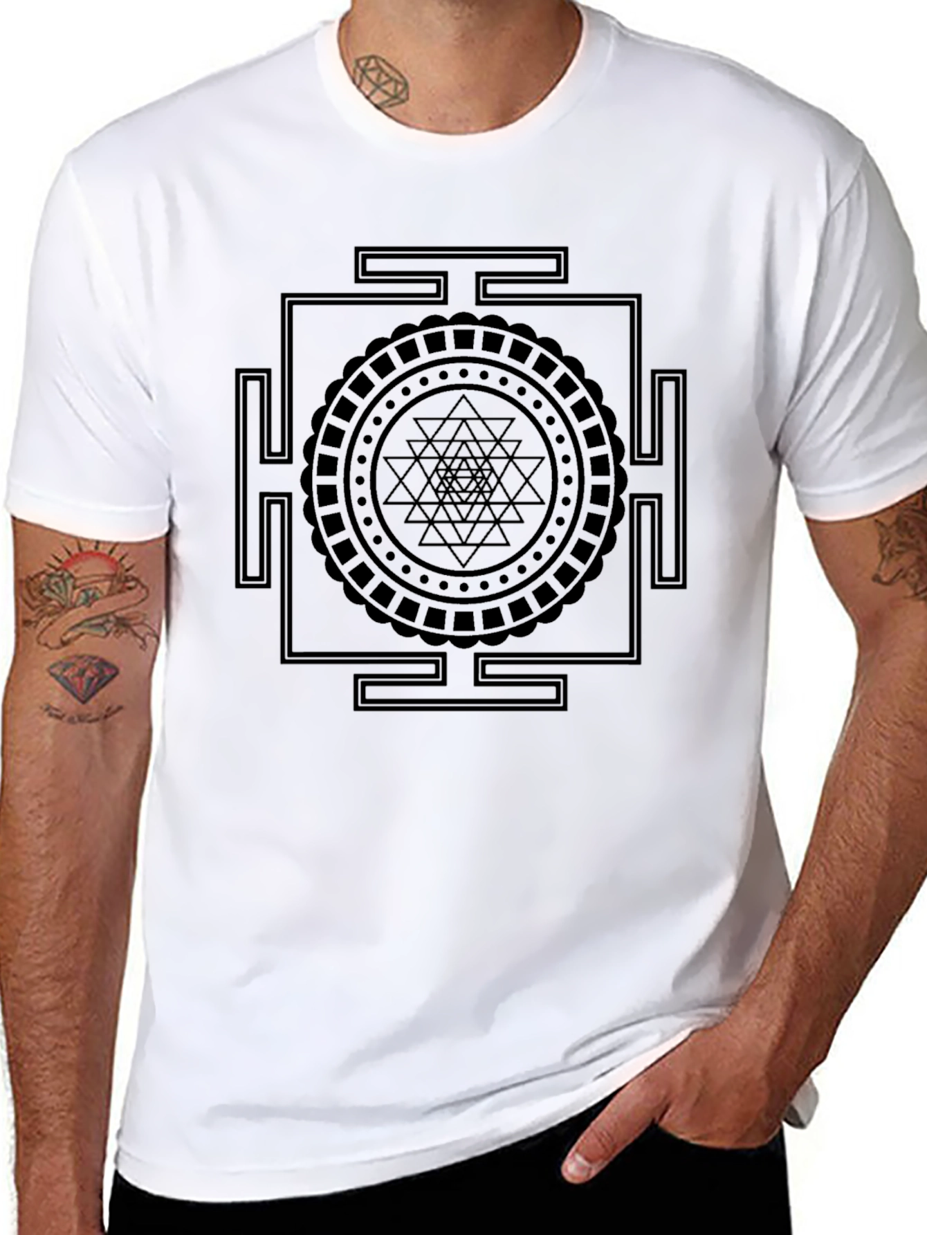Geometric Design Black T-Shirt