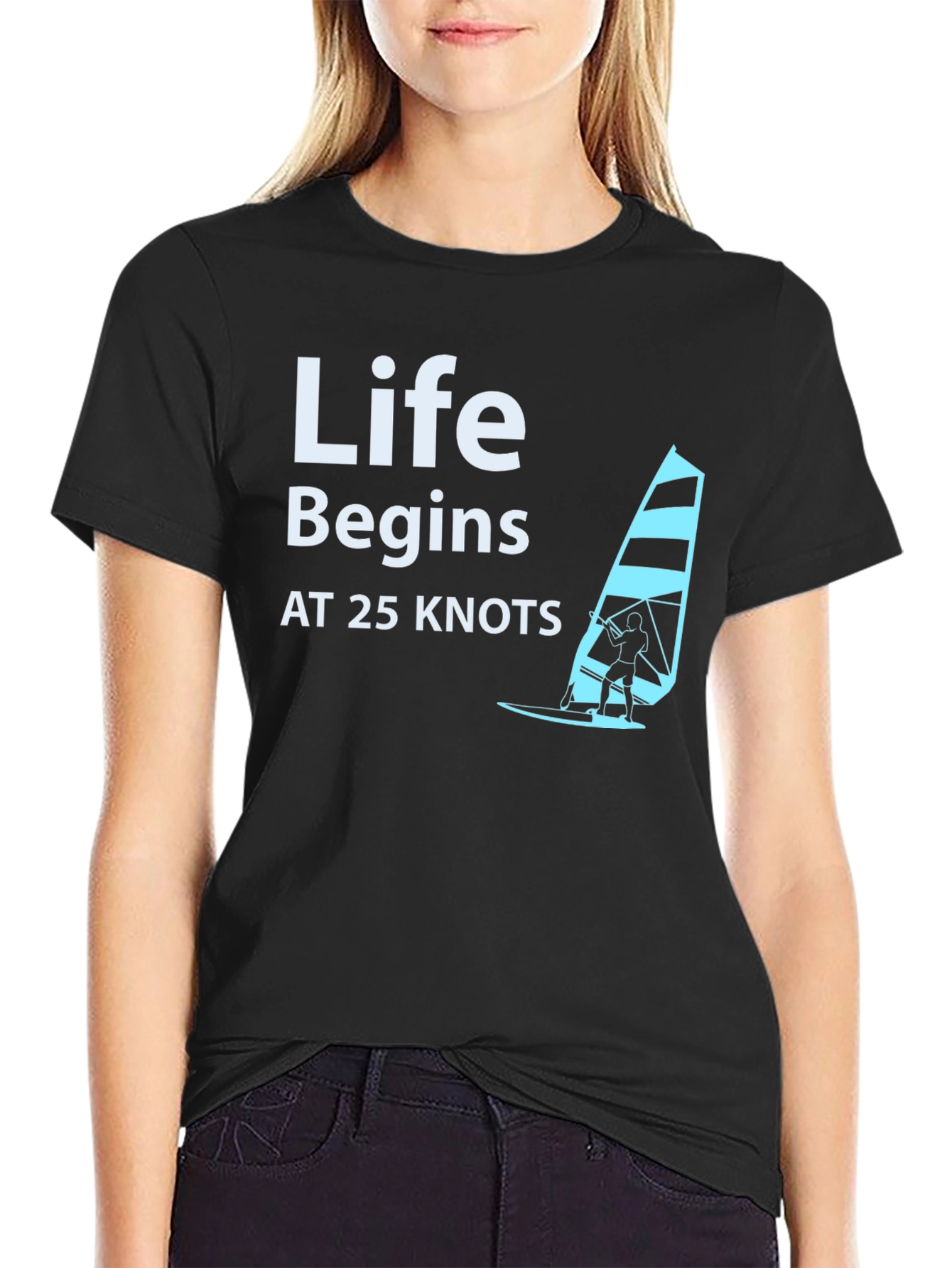 Life Begins at 25 Knots Black T-Shirt