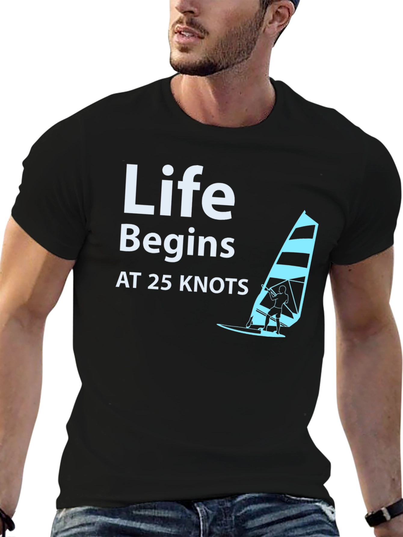 Life Begins at 25 Knots Black T-Shirt