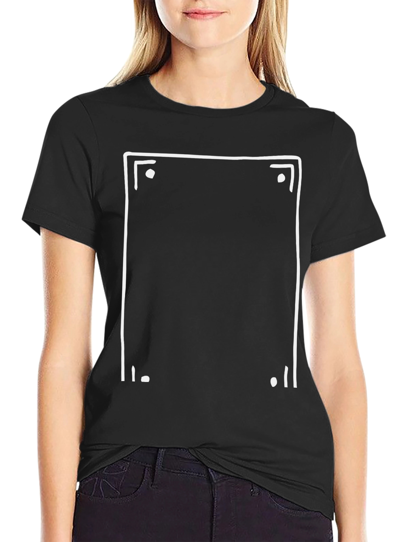 Abstract White Frame Black T-Shirt