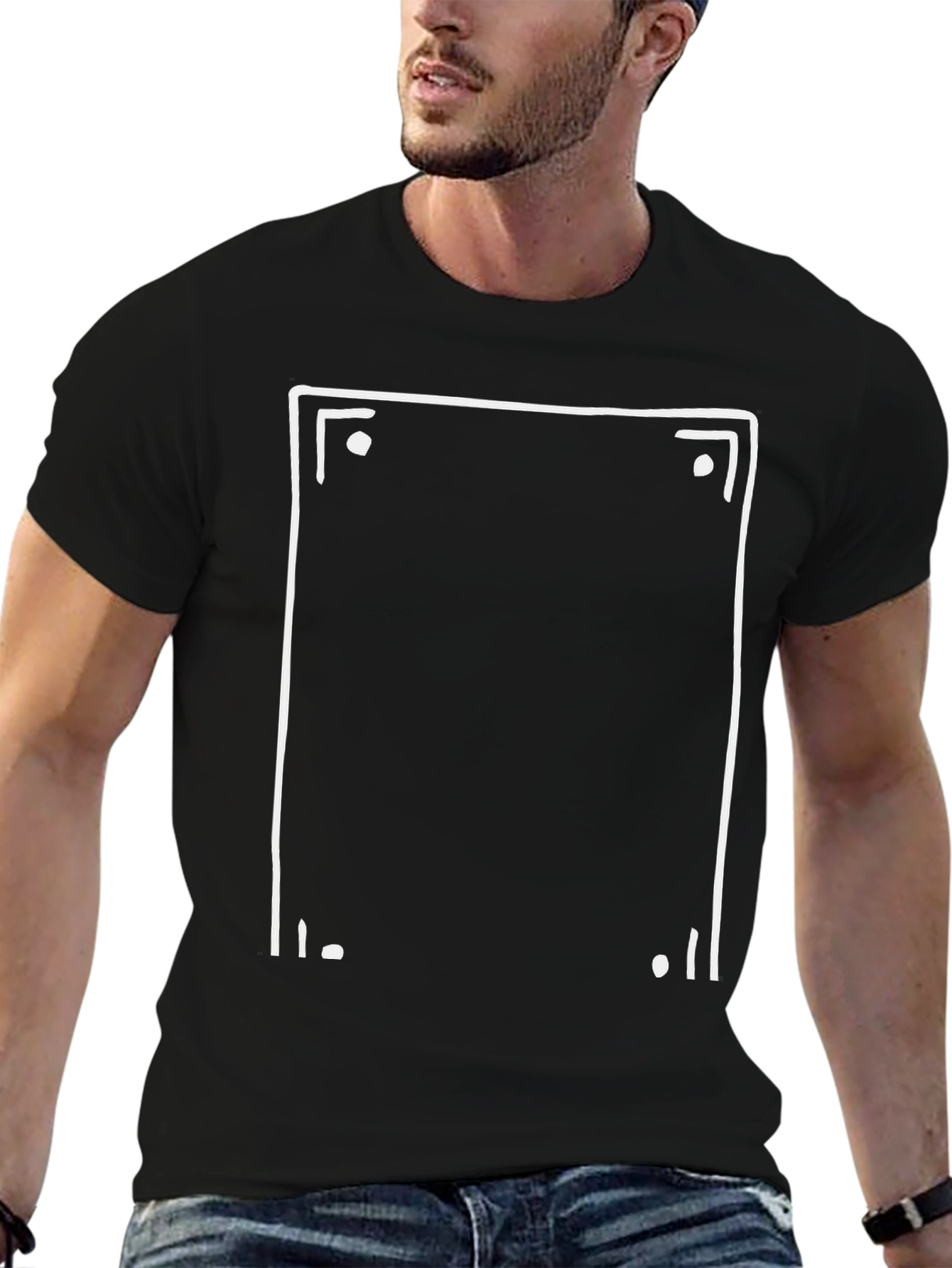 Abstract White Frame Black T-Shirt