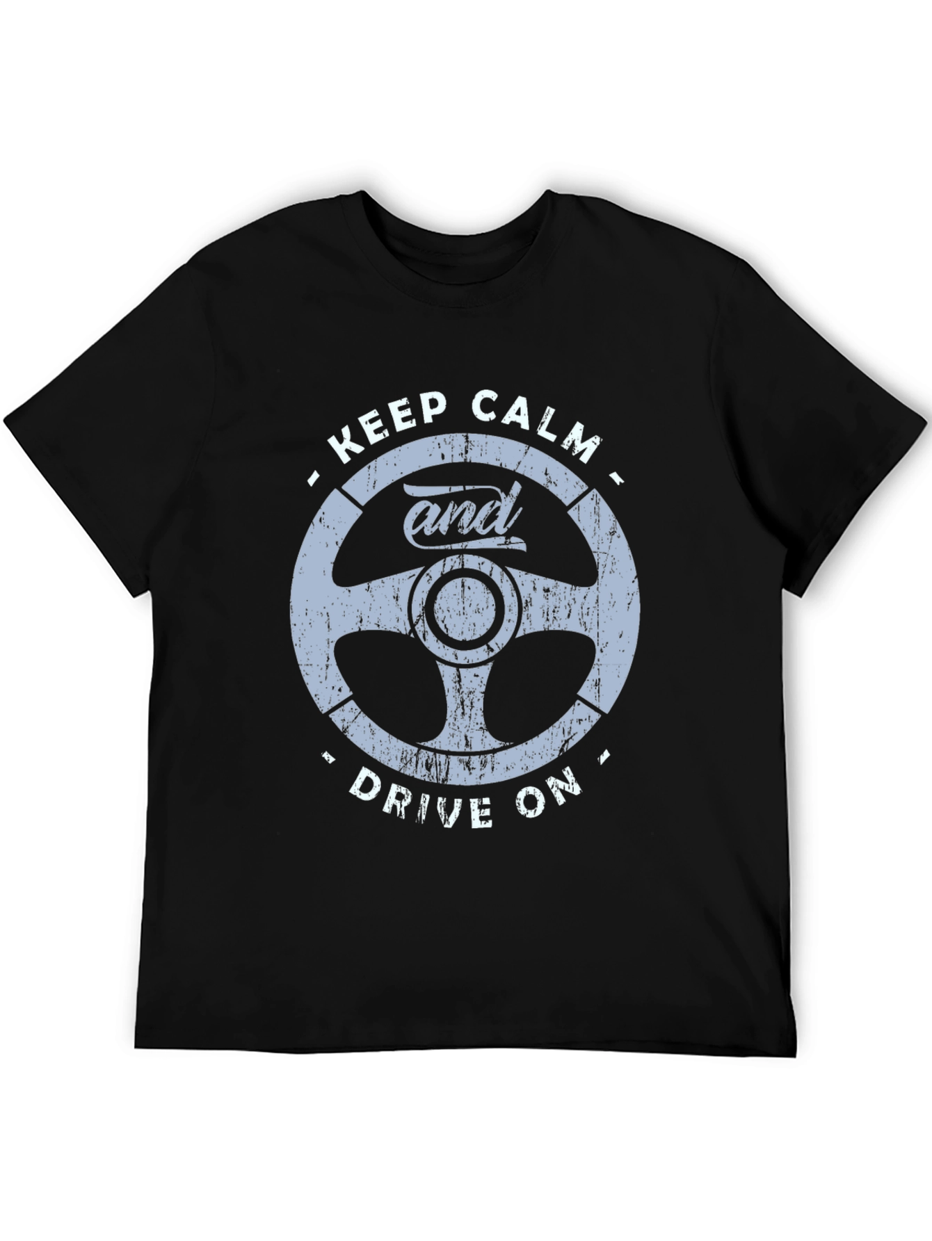 Keep Calm and Drive On Graphic Tee - Black
