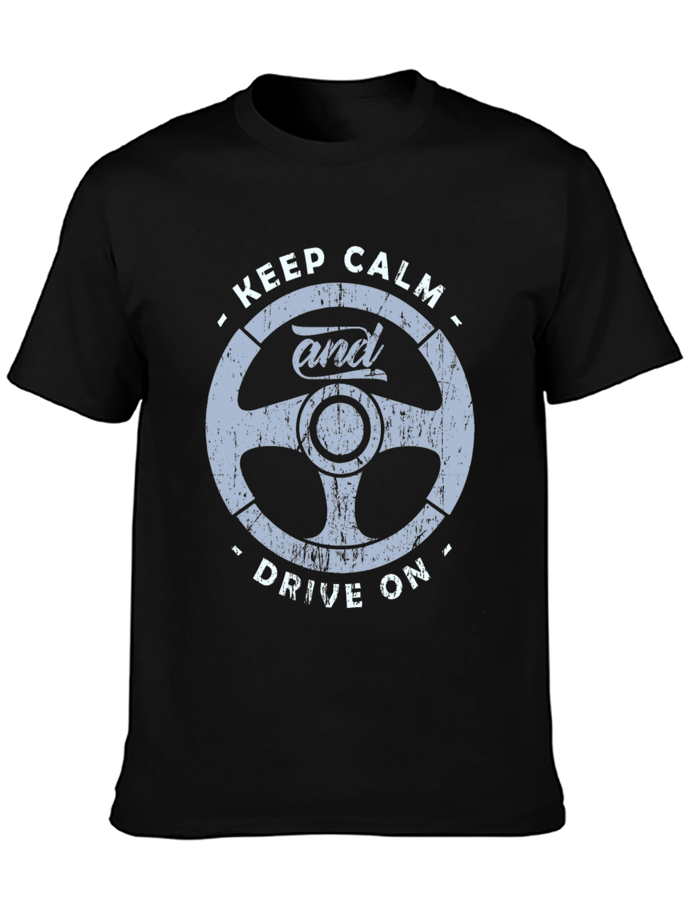 Keep Calm and Drive On Graphic Tee - Black