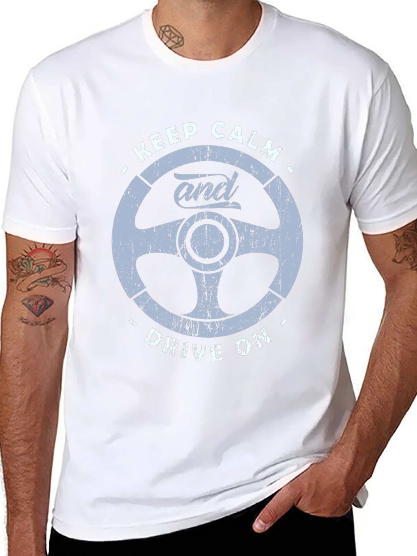 Keep Calm and Drive On Graphic Tee - Black