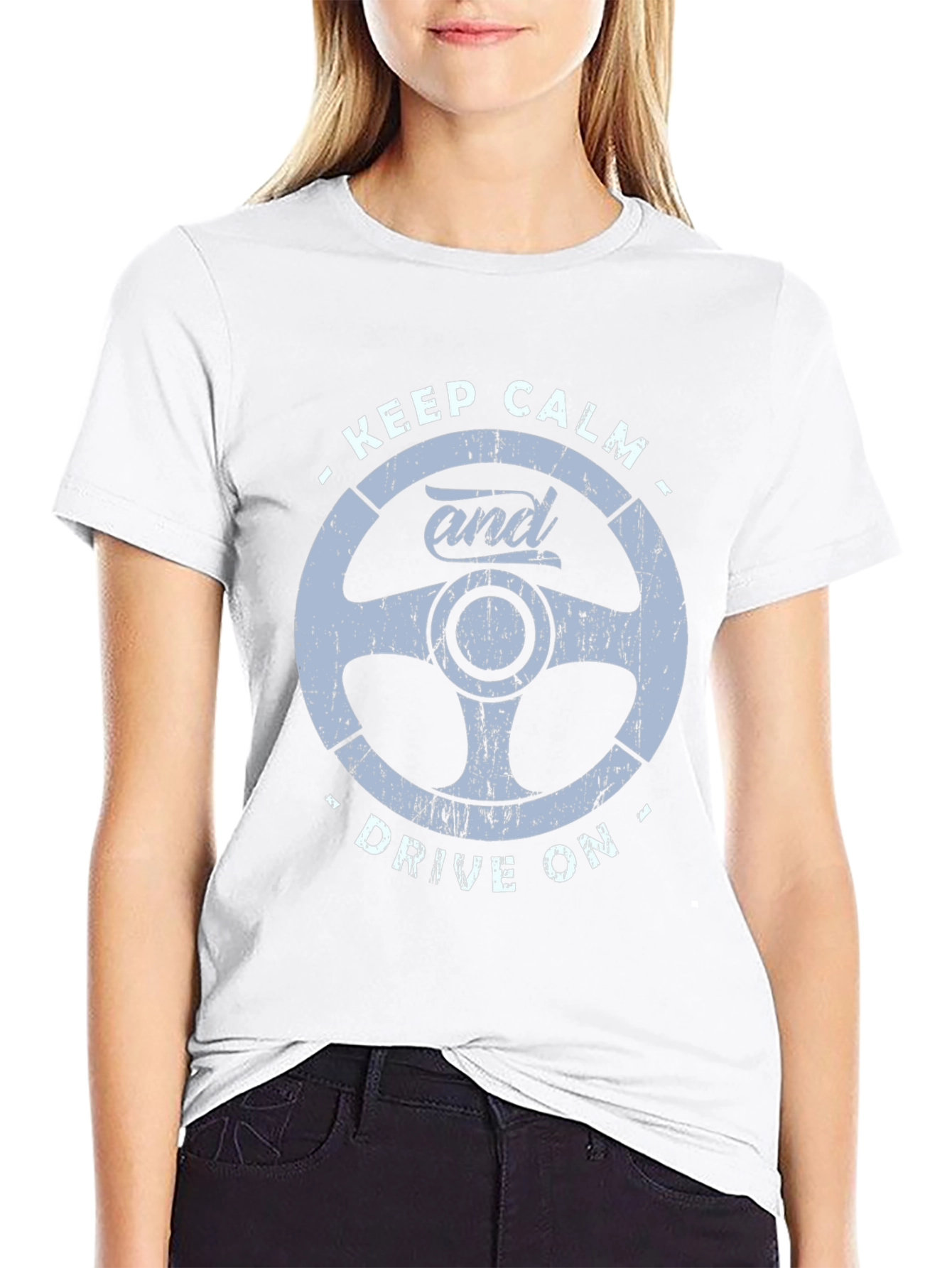 Keep Calm and Drive On Graphic Tee - Black