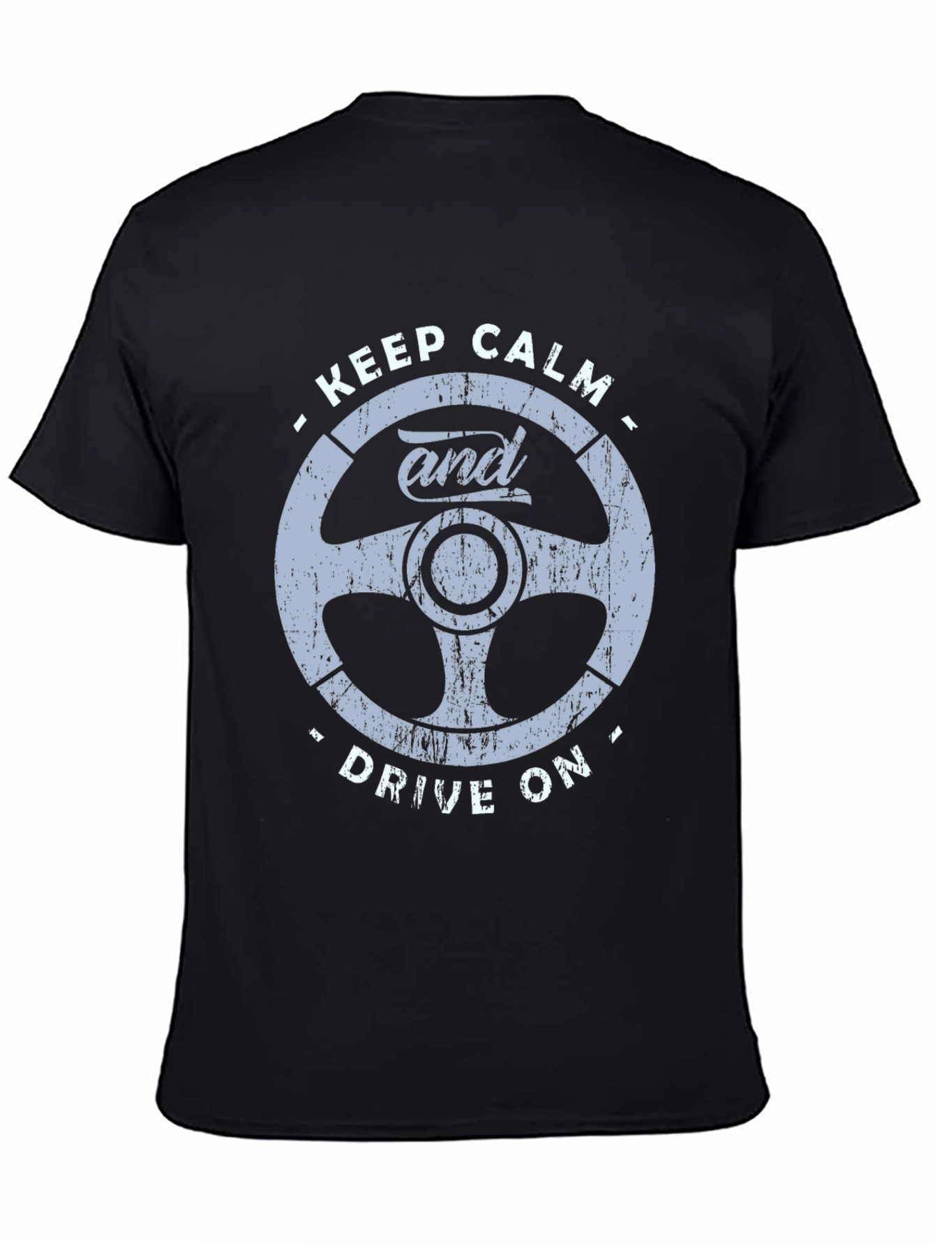 Keep Calm and Drive On Graphic Tee - Black
