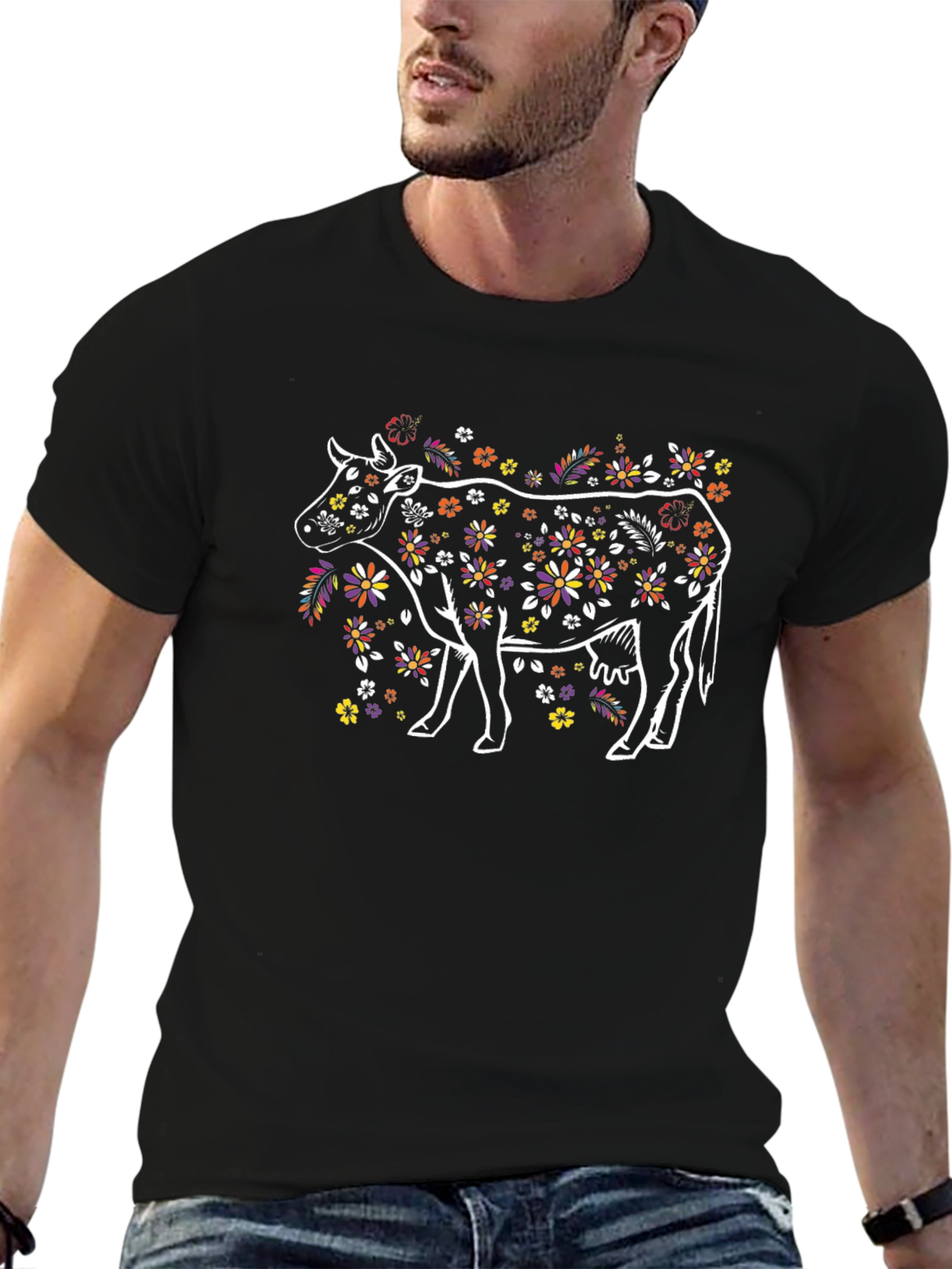 Floral Cow T-Shirt - Unique Graphic Tee