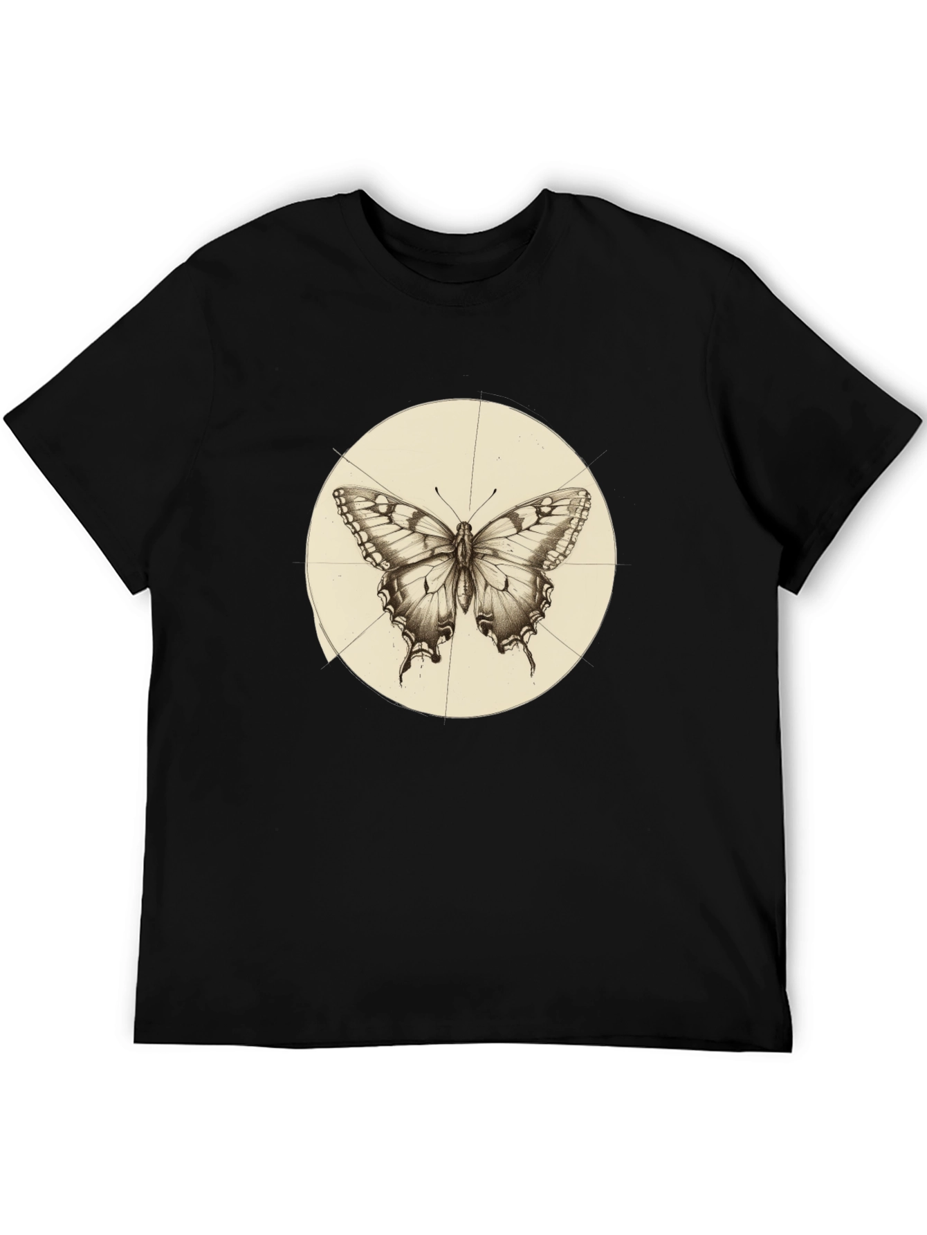 Butterfly Graphic Print Mens Black T-Shirt