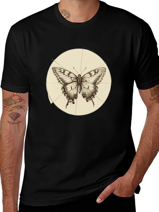 Butterfly Graphic Print Mens Black T-Shirt