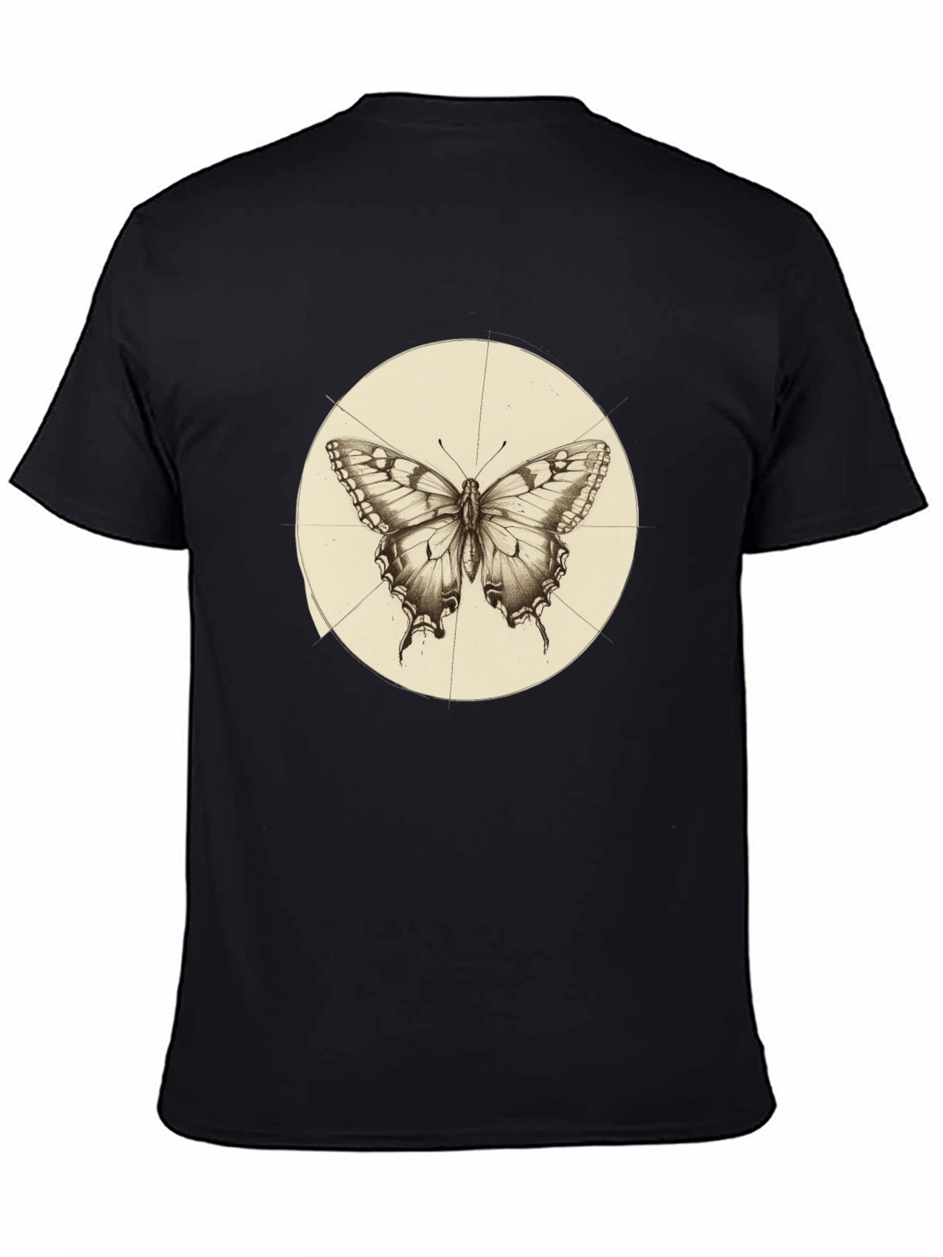 Butterfly Graphic Print Mens Black T-Shirt