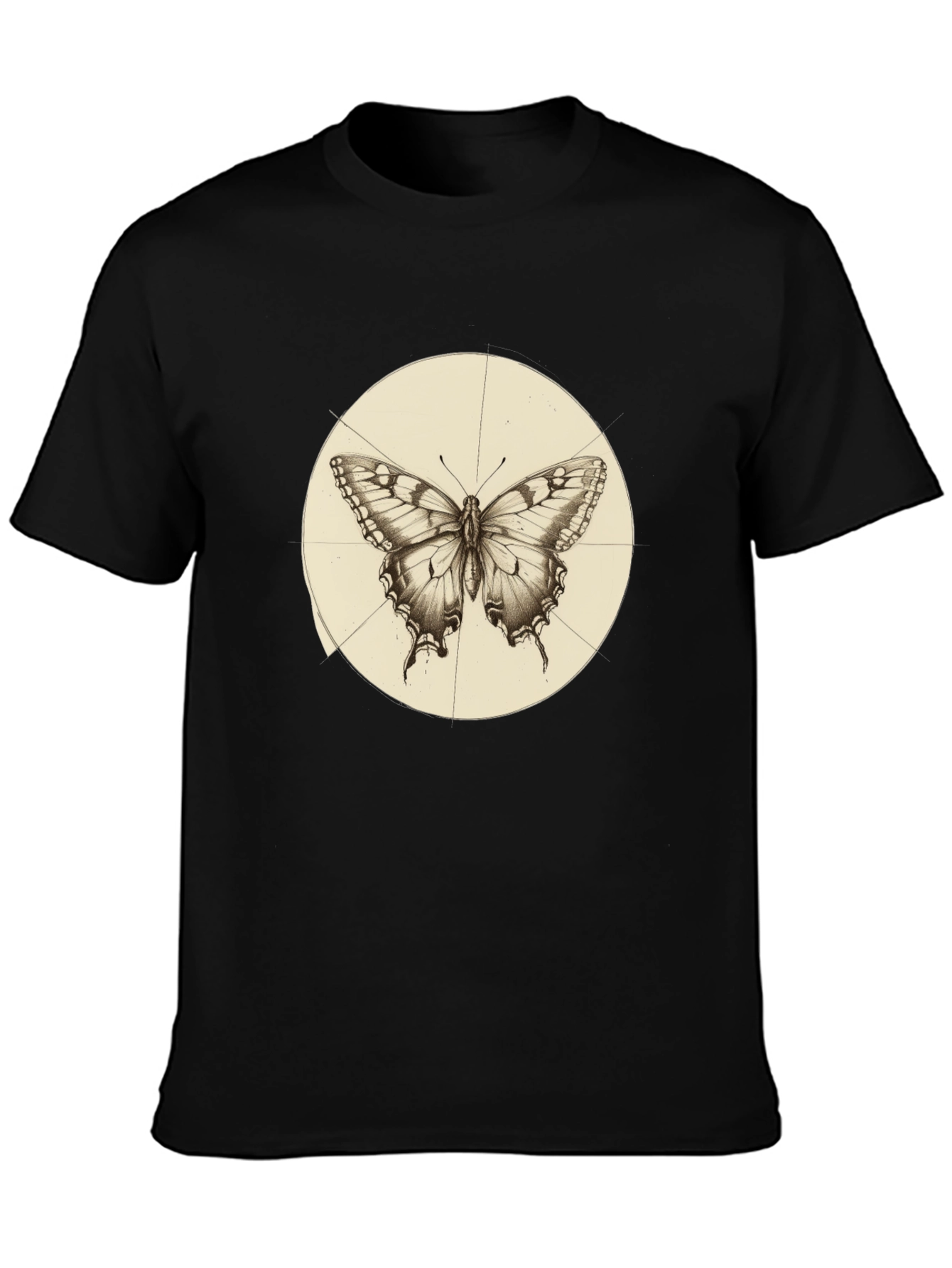 Butterfly Graphic Print Mens Black T-Shirt