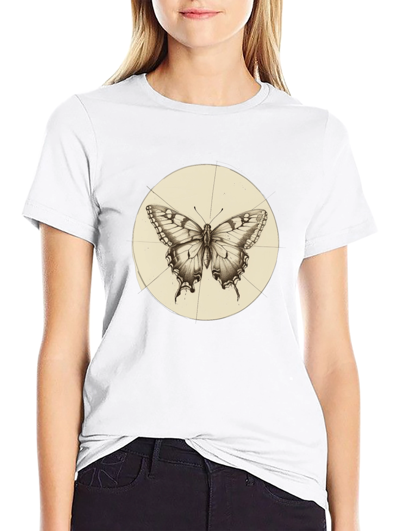 Butterfly Graphic Print Mens Black T-Shirt