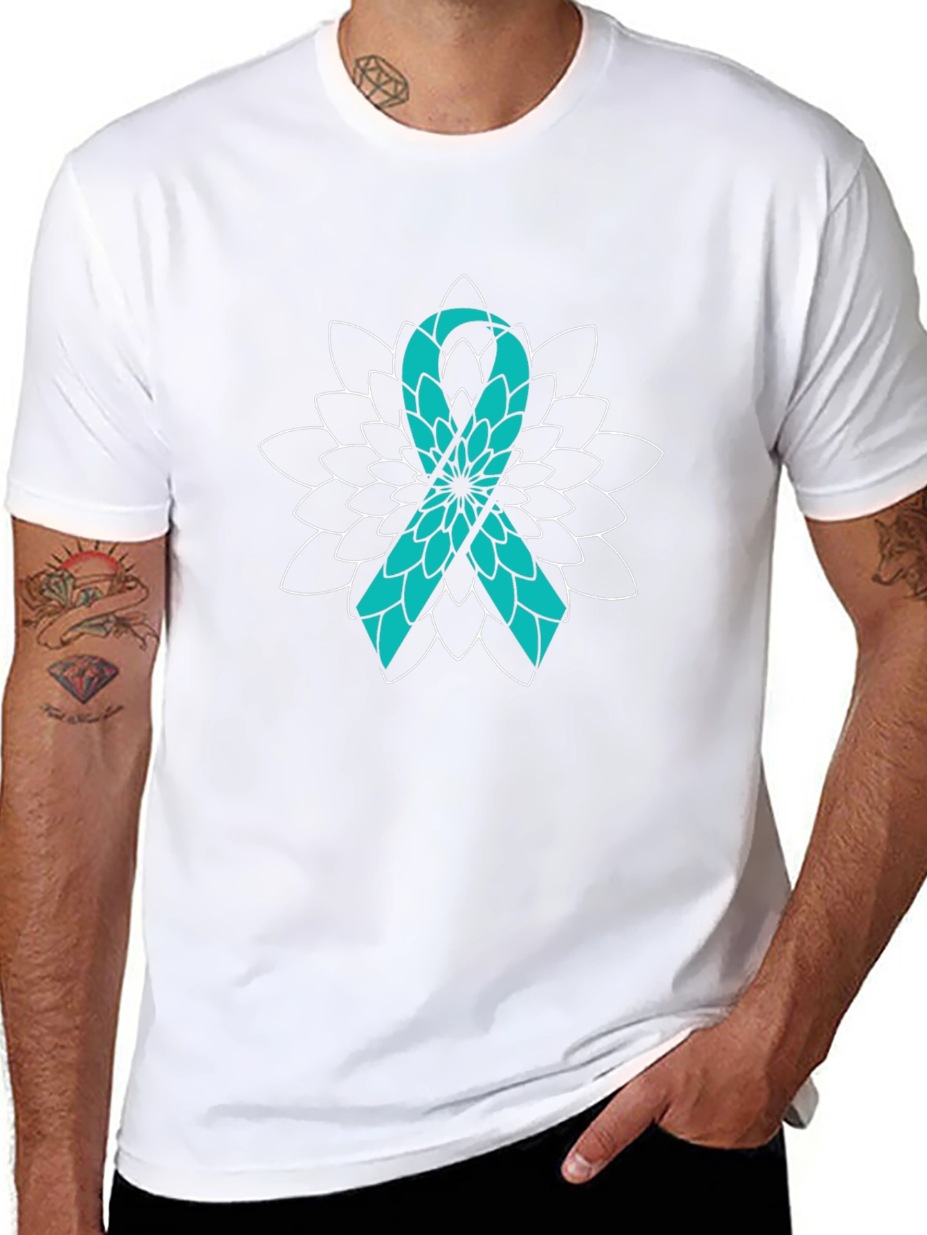 Awareness Ribbon T-Shirt - Teal Ribbon Graphic Tee