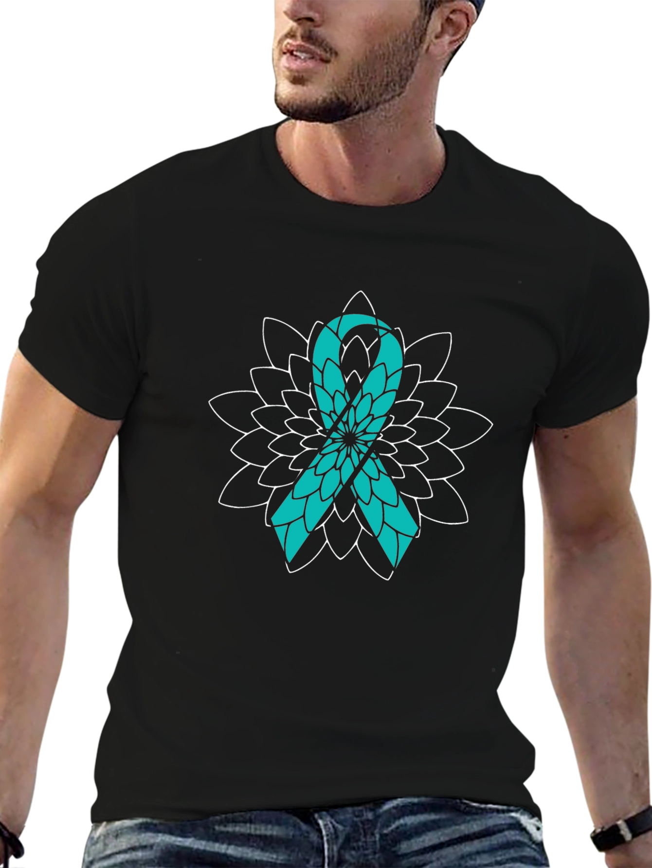 Awareness Ribbon T-Shirt - Teal Ribbon Graphic Tee