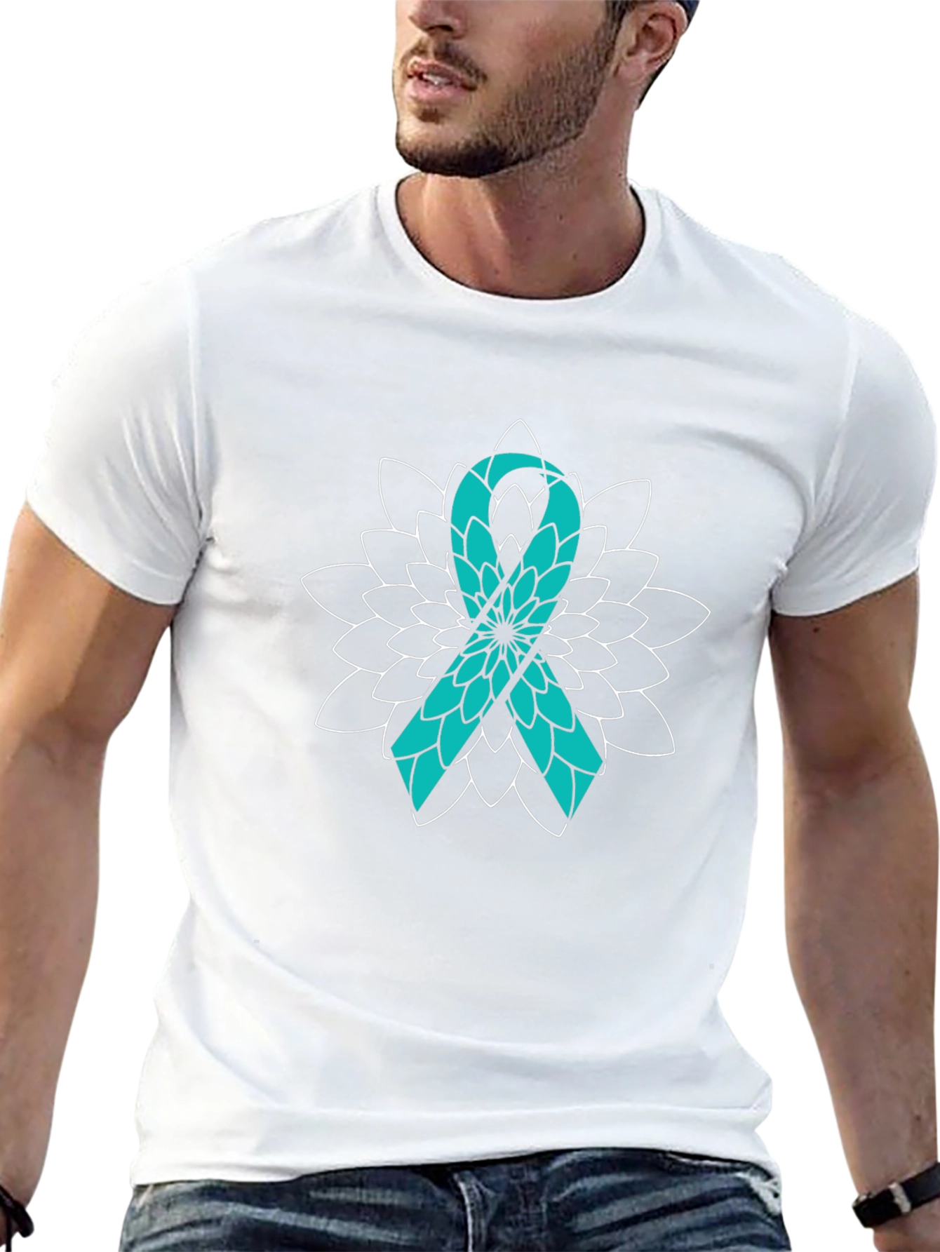 Awareness Ribbon T-Shirt - Teal Ribbon Graphic Tee