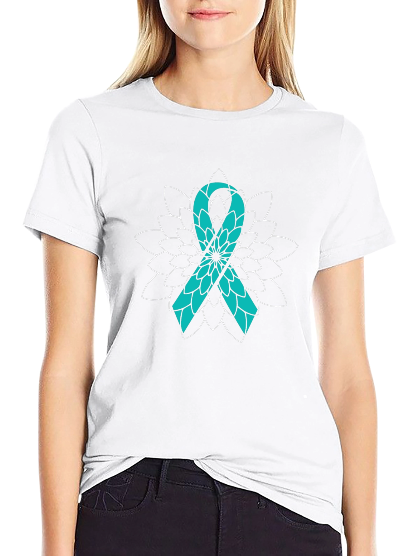 Awareness Ribbon T-Shirt - Teal Ribbon Graphic Tee
