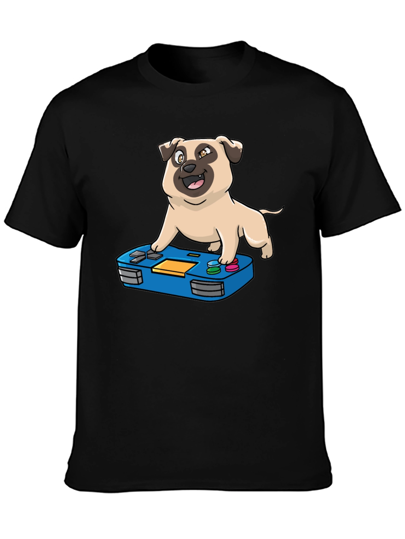 Gamer Pug Graphic T-Shirt - Black