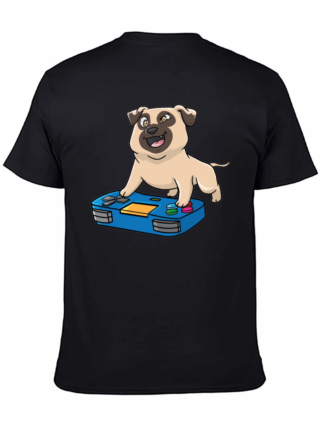 Gamer Pug Graphic T-Shirt - Black