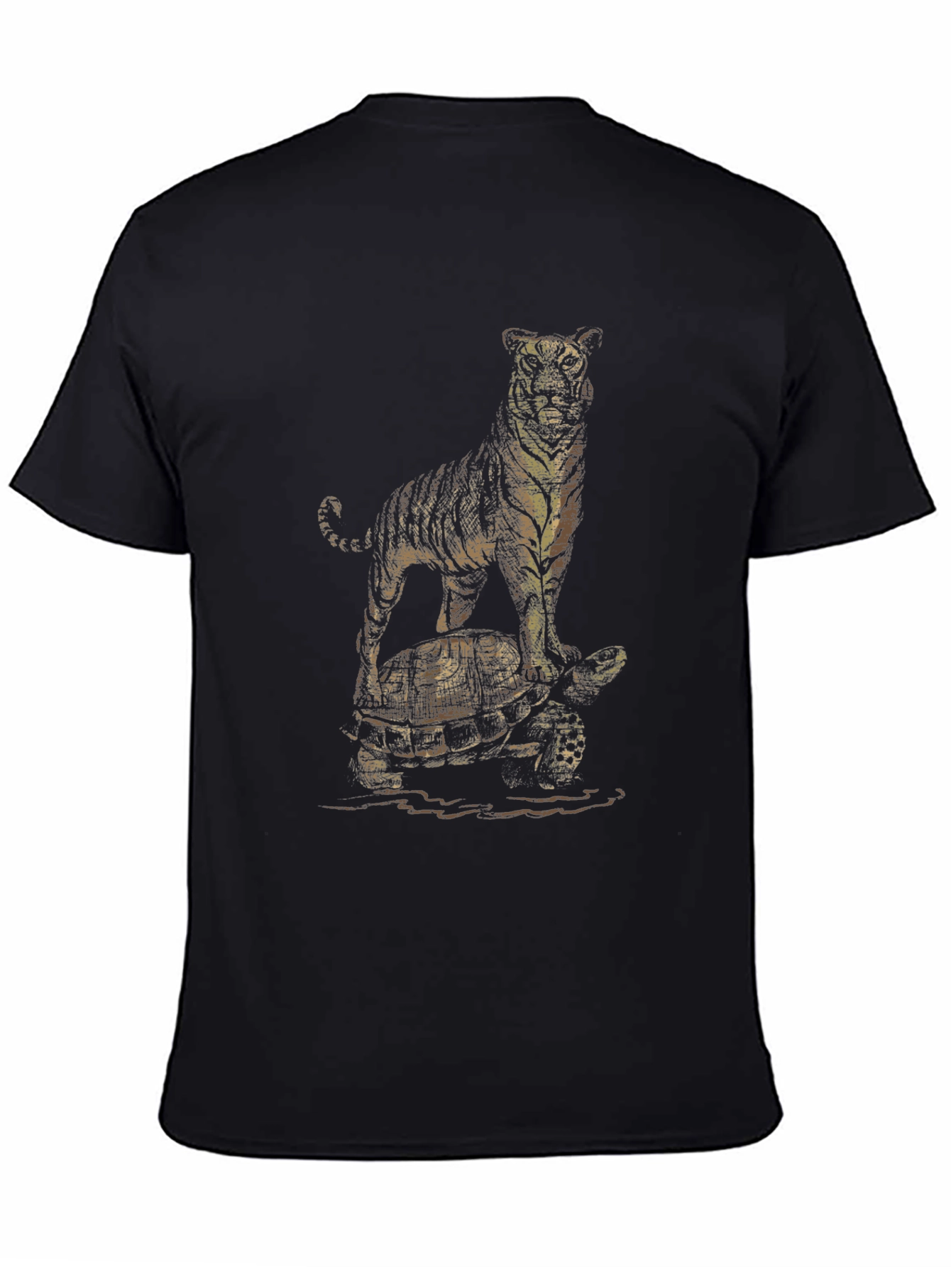 Tiger & Turtle Graphic Print Black T-Shirt
