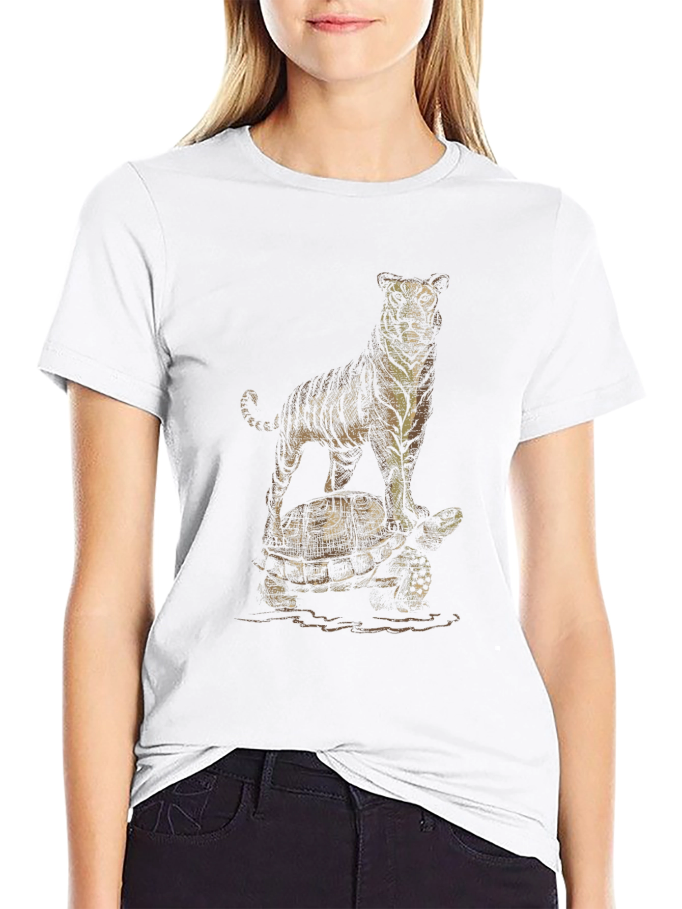 Tiger & Turtle Graphic Print Black T-Shirt