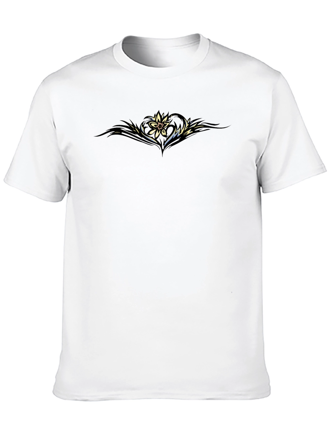 Mens Black Tee with Floral Graphic