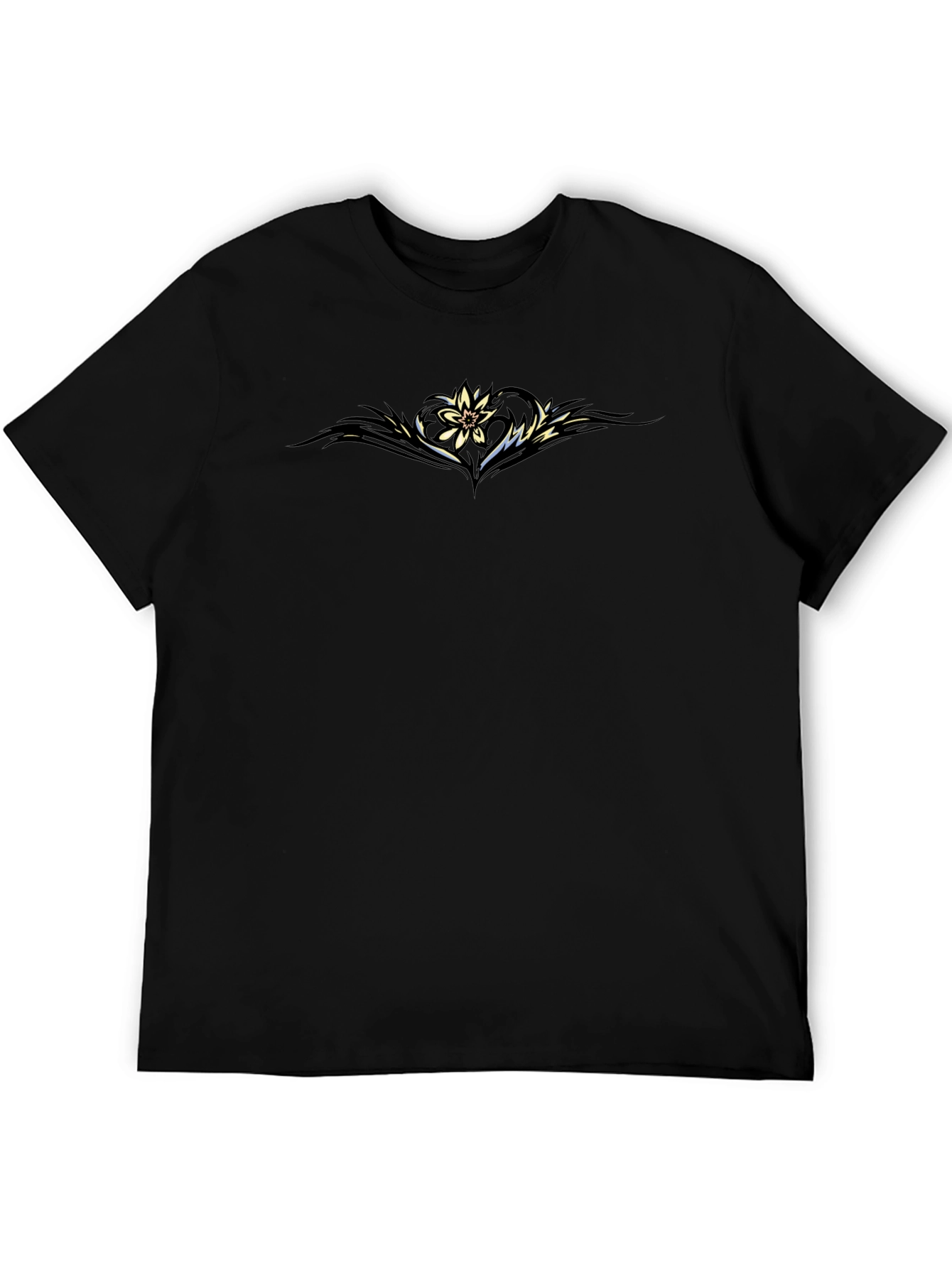 Mens Black Tee with Floral Graphic