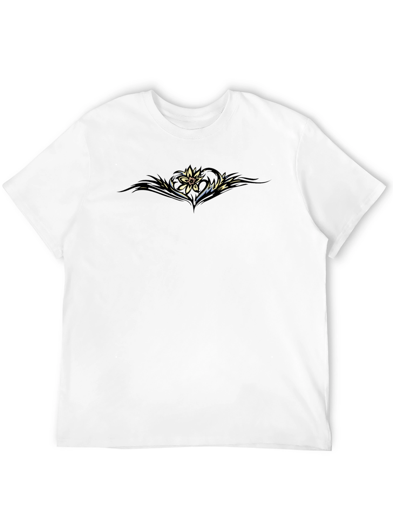 Mens Black Tee with Floral Graphic