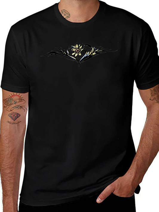 Mens Black Tee with Floral Graphic