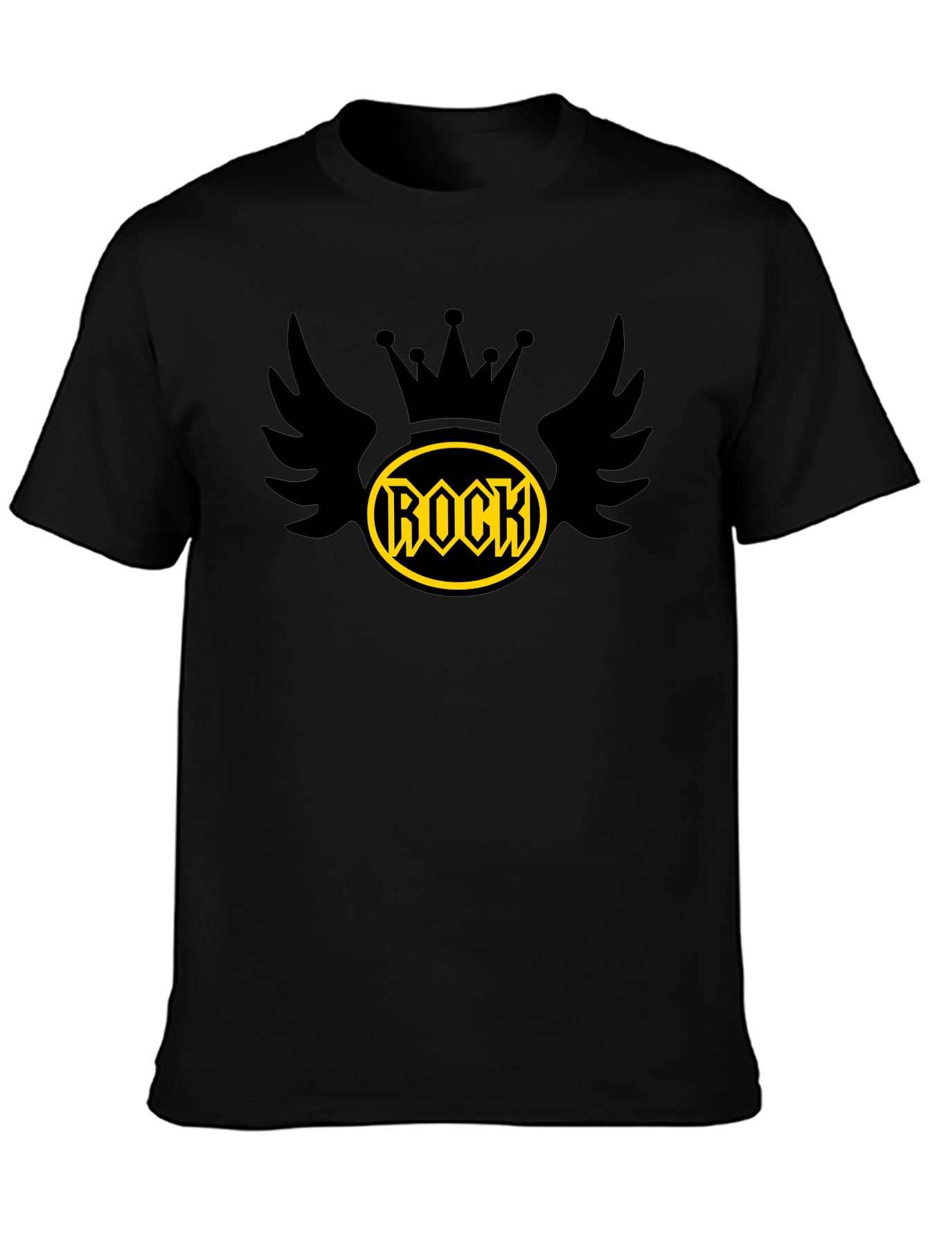 Rock Crown Wings Graphic Tee - Mens Black T-Shirt