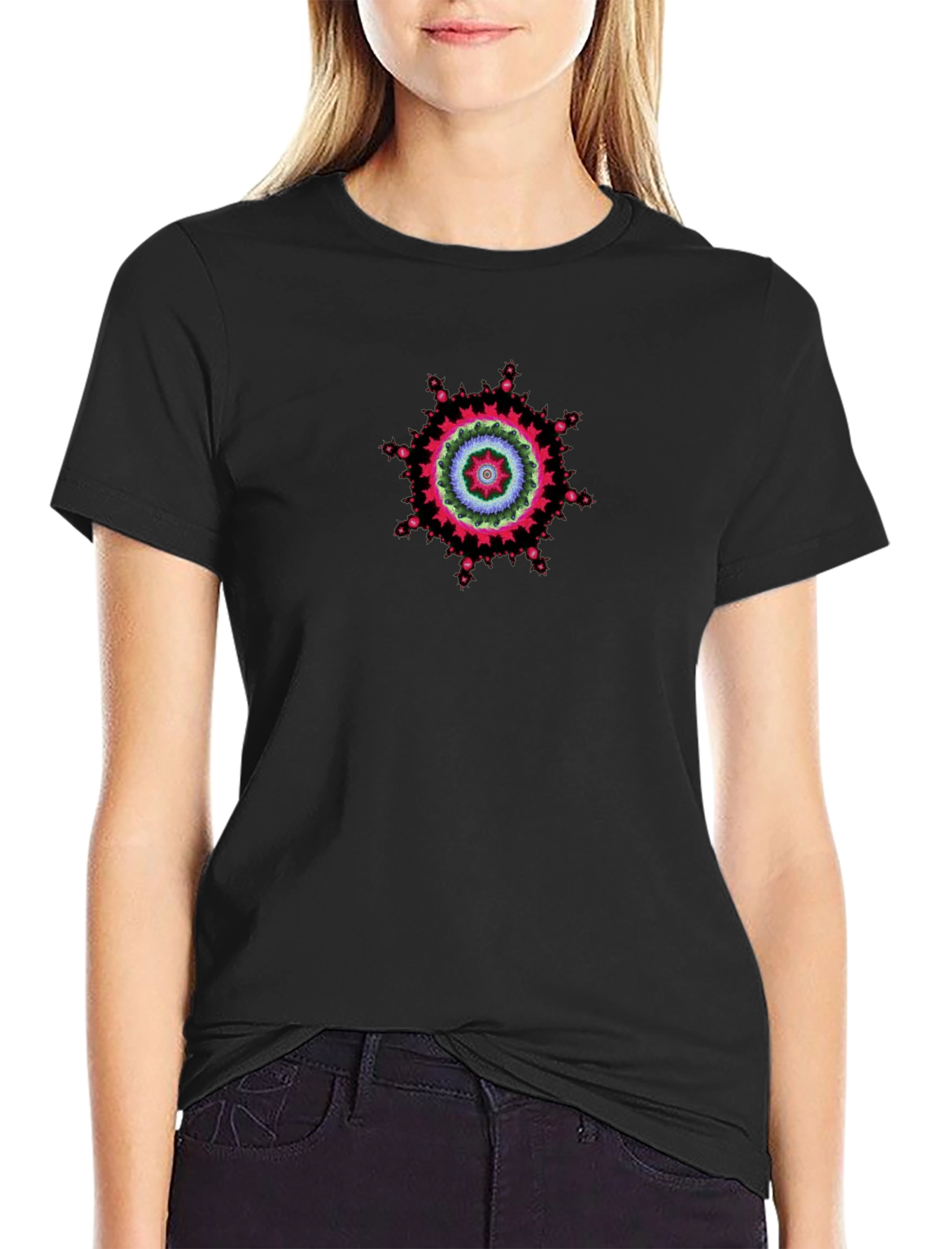 Geometric Mandala T-Shirt - Black