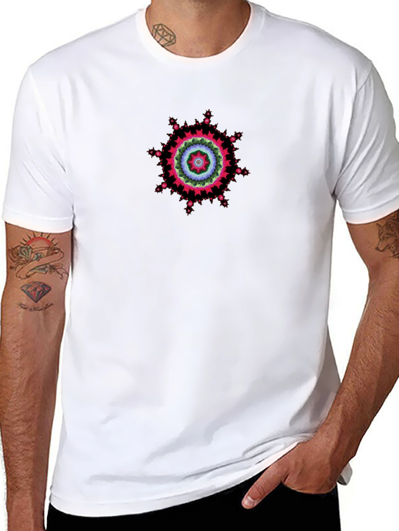 Geometric Mandala T-Shirt - Black