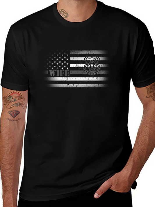 Police Wife American Flag T-Shirt