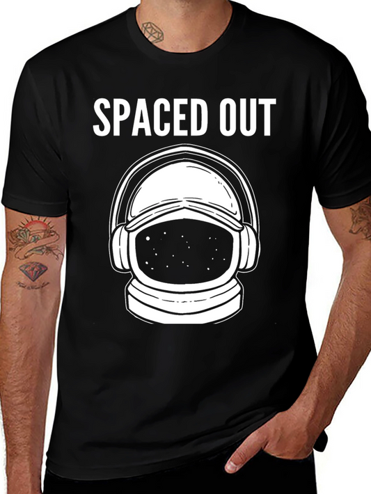 Spaced Out Astronaut Graphic T-Shirt - Black Cotton Blend