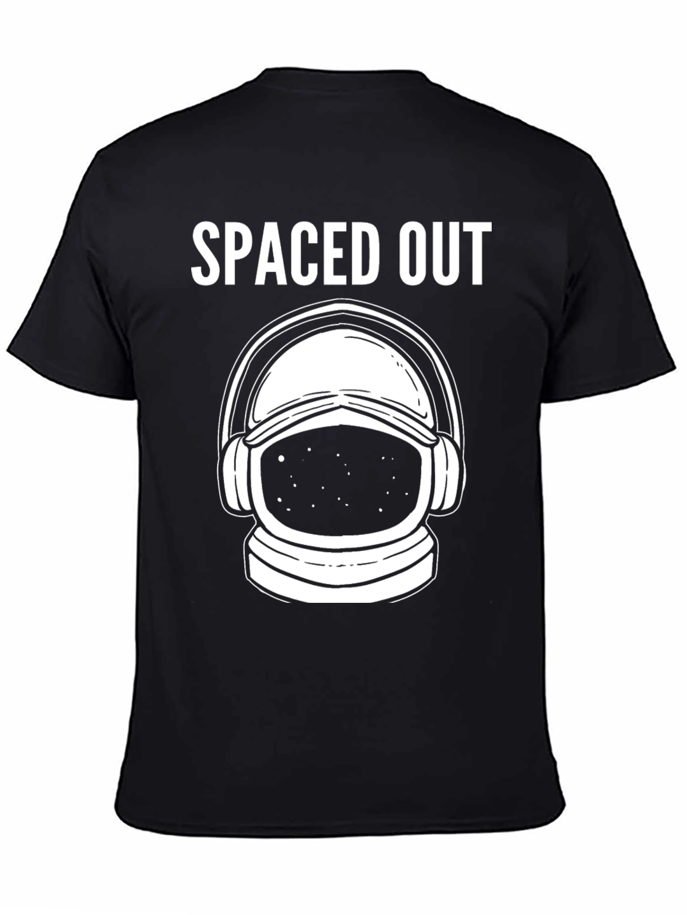 Spaced Out Astronaut Graphic T-Shirt - Black Cotton Blend