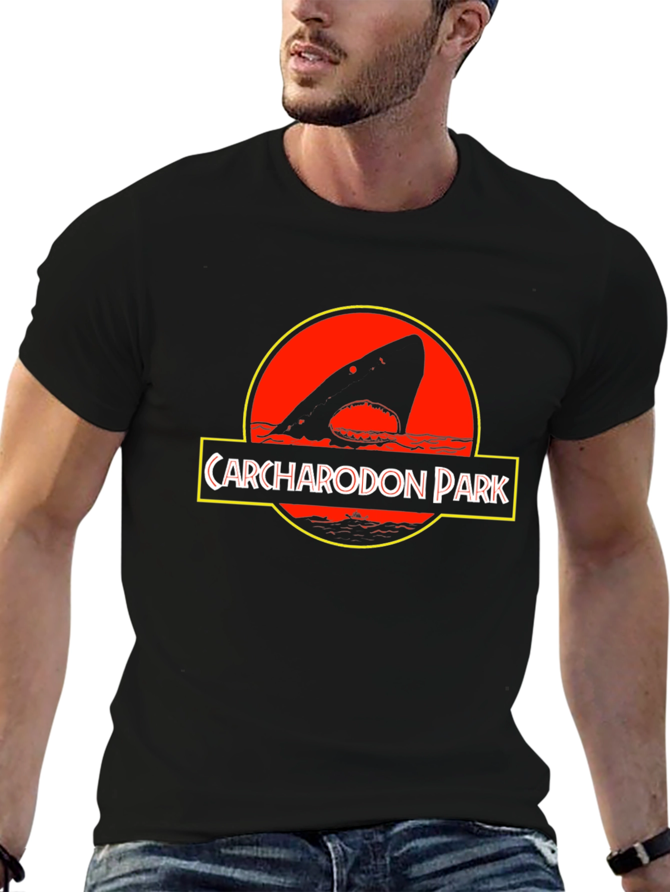 Carcharodon Park Black T-Shirt - Shark Parody Tee