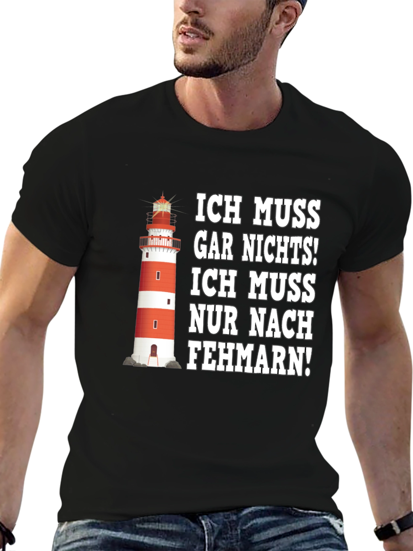 Fehmarn Lighthouse Graphic Tee - German Humor Shirt